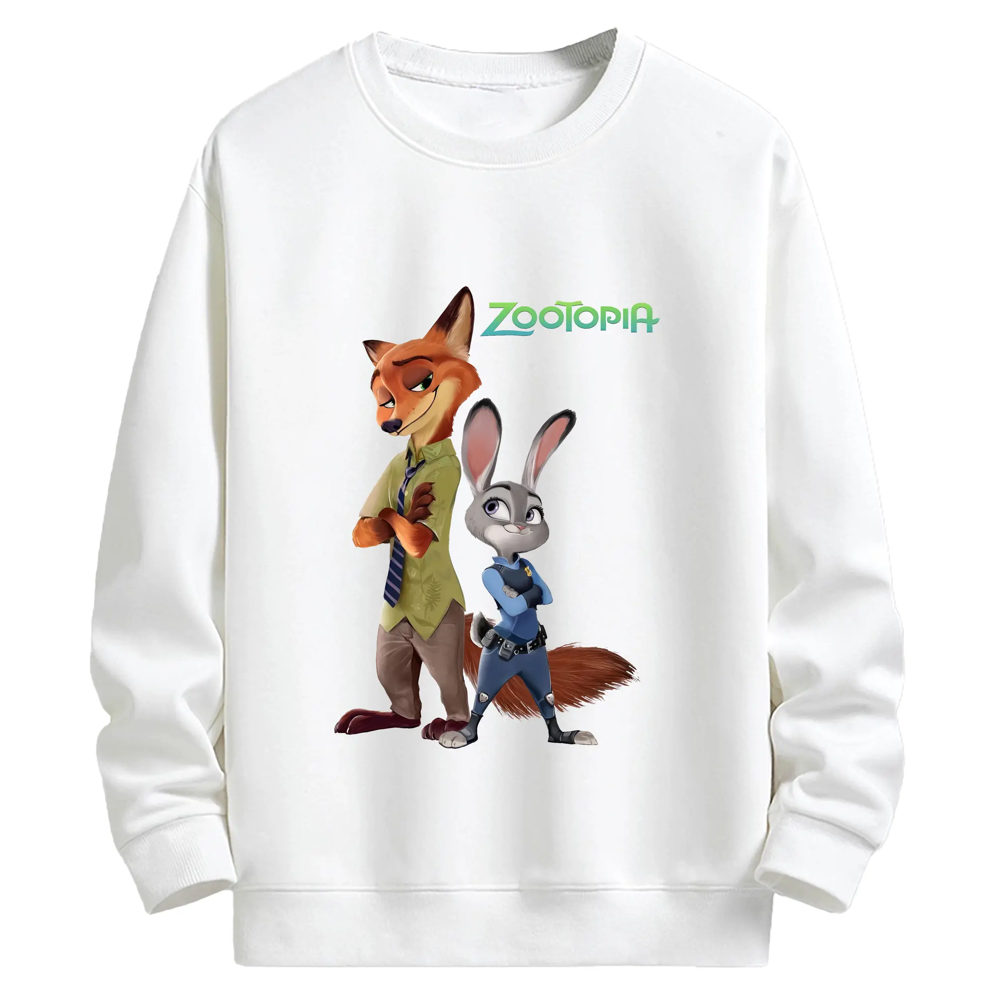 ズートピア グッズ,ニック・ワイルド - キッズ クルーネックスウェットシャツ ・ フロントプリント ・ 綿80％ ポリエステル20％ ・ 快適 通学 スポーツ 日常使い お散歩用
