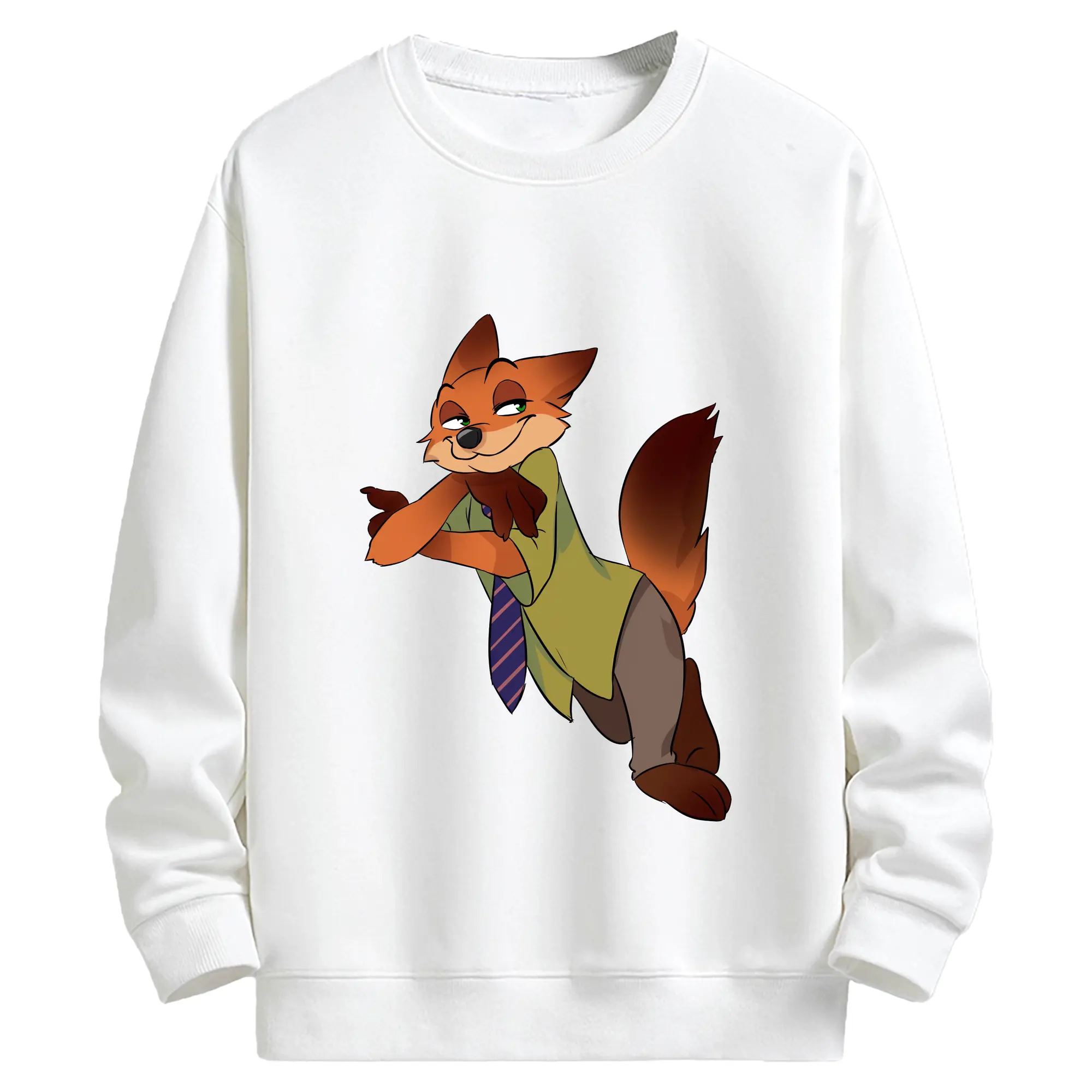 ズートピア グッズ,ニック・ワイルド - キッズ クルーネックスウェットシャツ ・ フロントプリント ・ 綿80％ ポリエステル20％ ・ 快適 通学 スポーツ 日常使い お散歩用