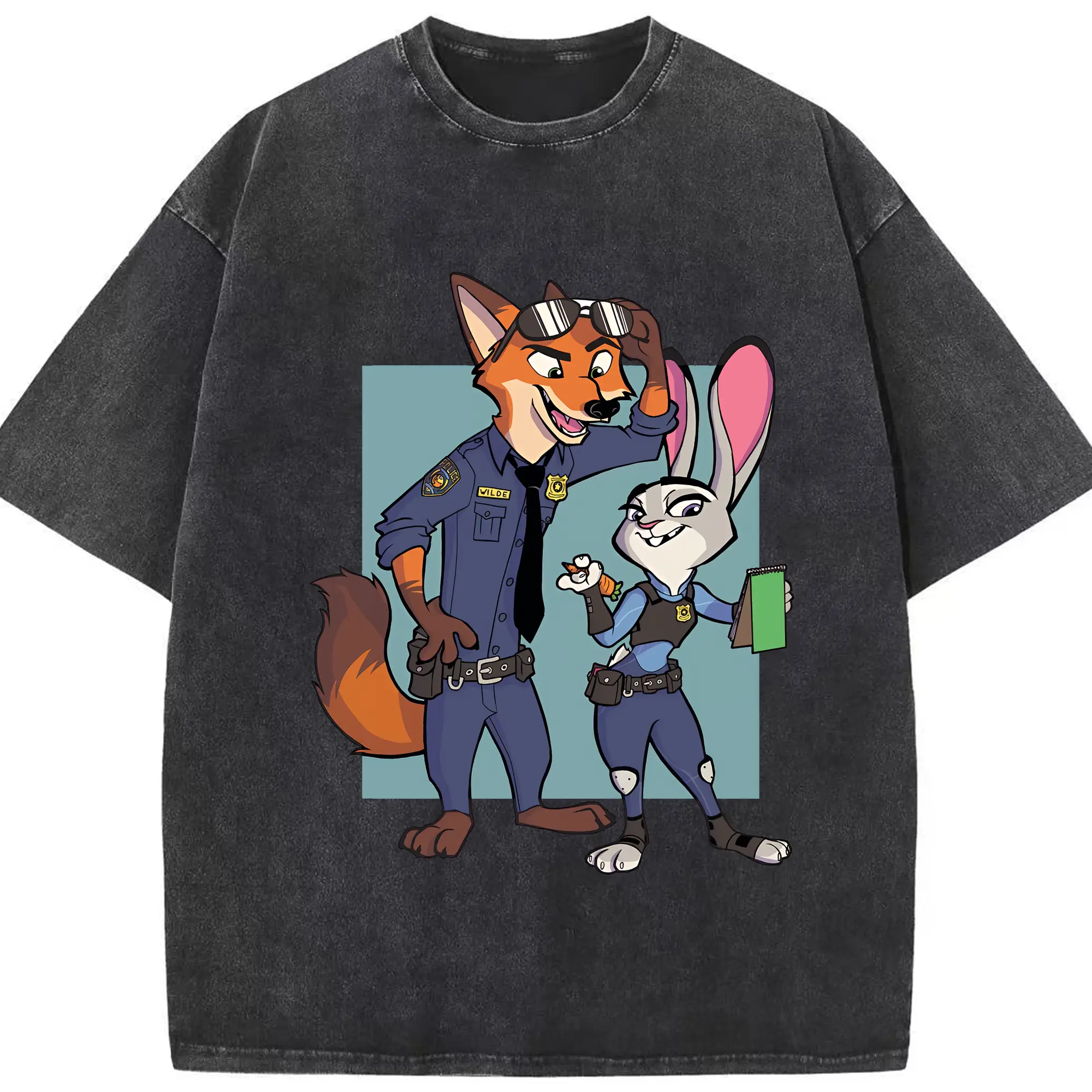 ズートピア グッズ,ニック・ワイルド - 綿100％ ヴィンテージ風 半袖Tシャツ ・ フロントプリント ・ 柔らか肌触り ・ 通気性 快適 ・ スポーツ カジュアル 外出用