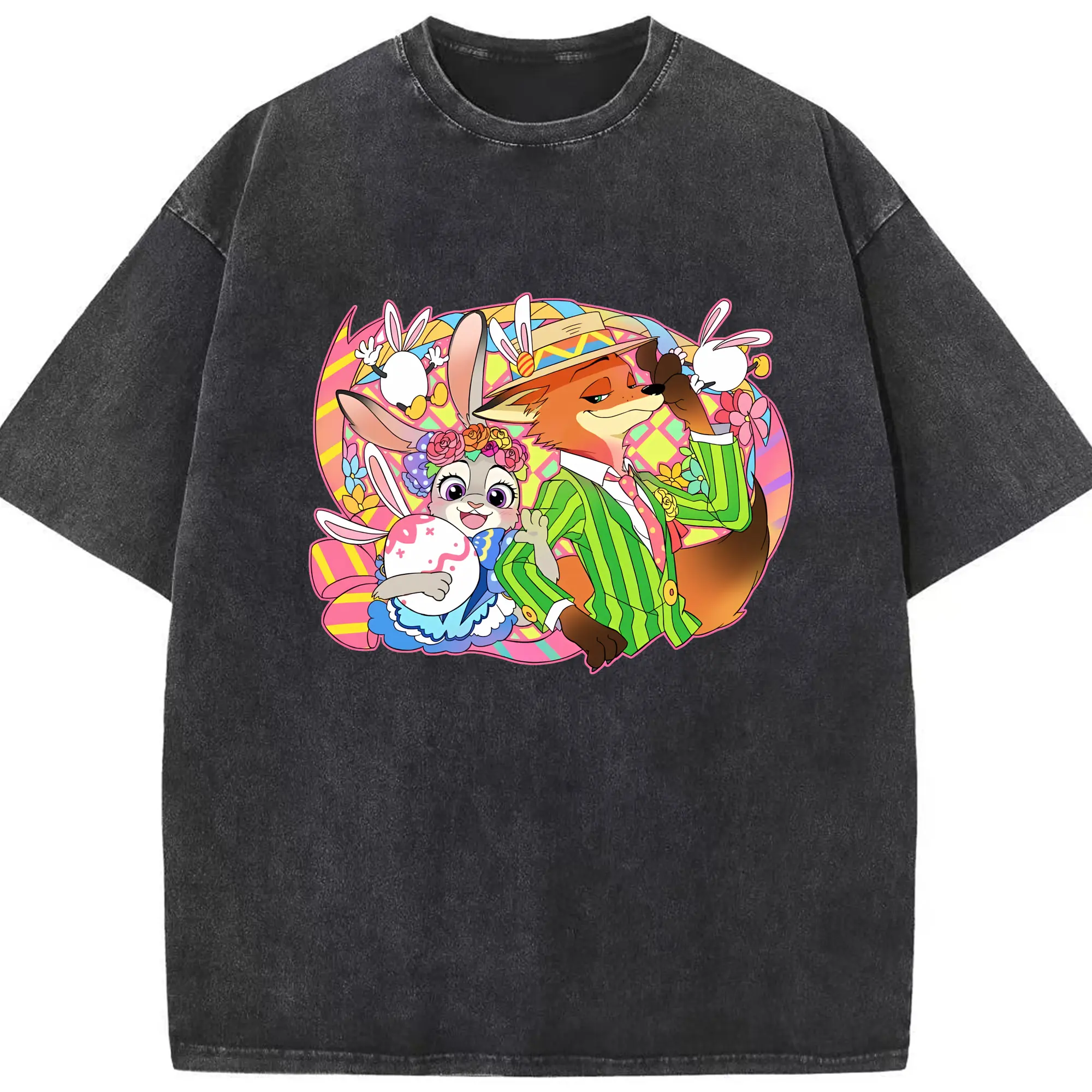 ズートピア グッズ,ニック・ワイルド - 綿100％ ヴィンテージ風 半袖Tシャツ ・ フロントプリント ・ 柔らか肌触り ・ 通気性 快適 ・ スポーツ カジュアル 外出用