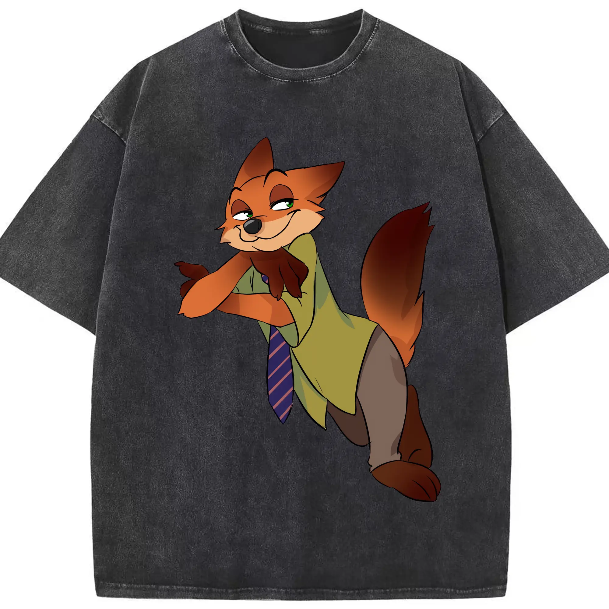 ズートピア グッズ,ニック・ワイルド - 綿100％ ヴィンテージ風 半袖Tシャツ ・ フロントプリント ・ 柔らか肌触り ・ 通気性 快適 ・ スポーツ カジュアル 外出用