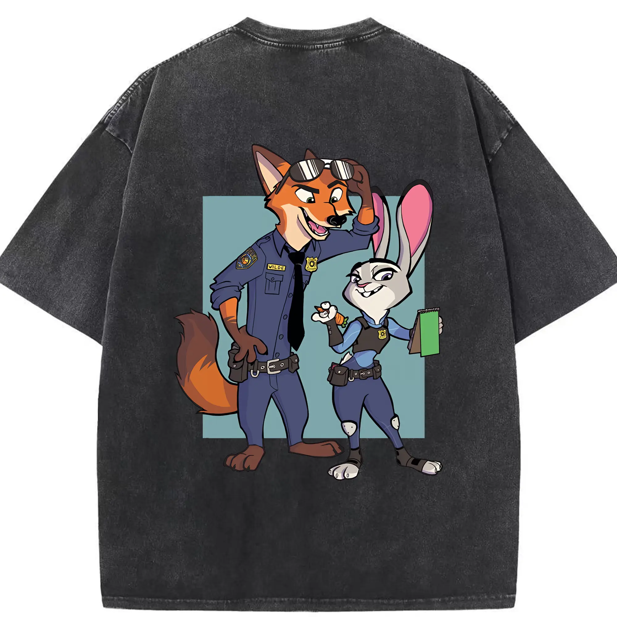 ズートピア グッズ,ニック・ワイルド - 綿100％ ヴィンテージ風 半袖Tシャツ ・ 背面プリント ・ 柔らか肌触り ・ 通気性 快適 ・ スポーツ カジュアル 外出用