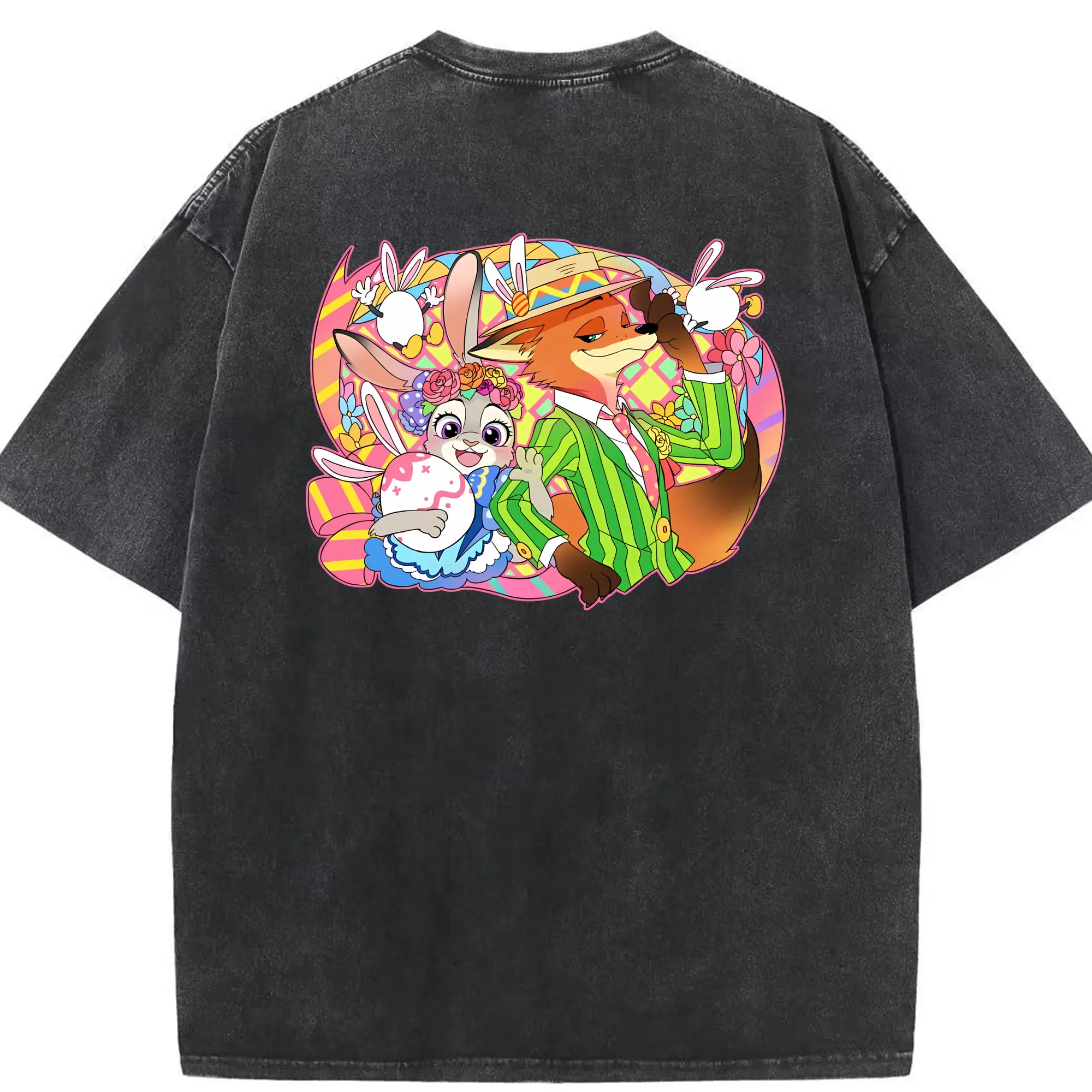 ズートピア グッズ,ニック・ワイルド - 綿100％ ヴィンテージ風 半袖Tシャツ ・ 背面プリント ・ 柔らか肌触り ・ 通気性 快適 ・ スポーツ カジュアル 外出用
