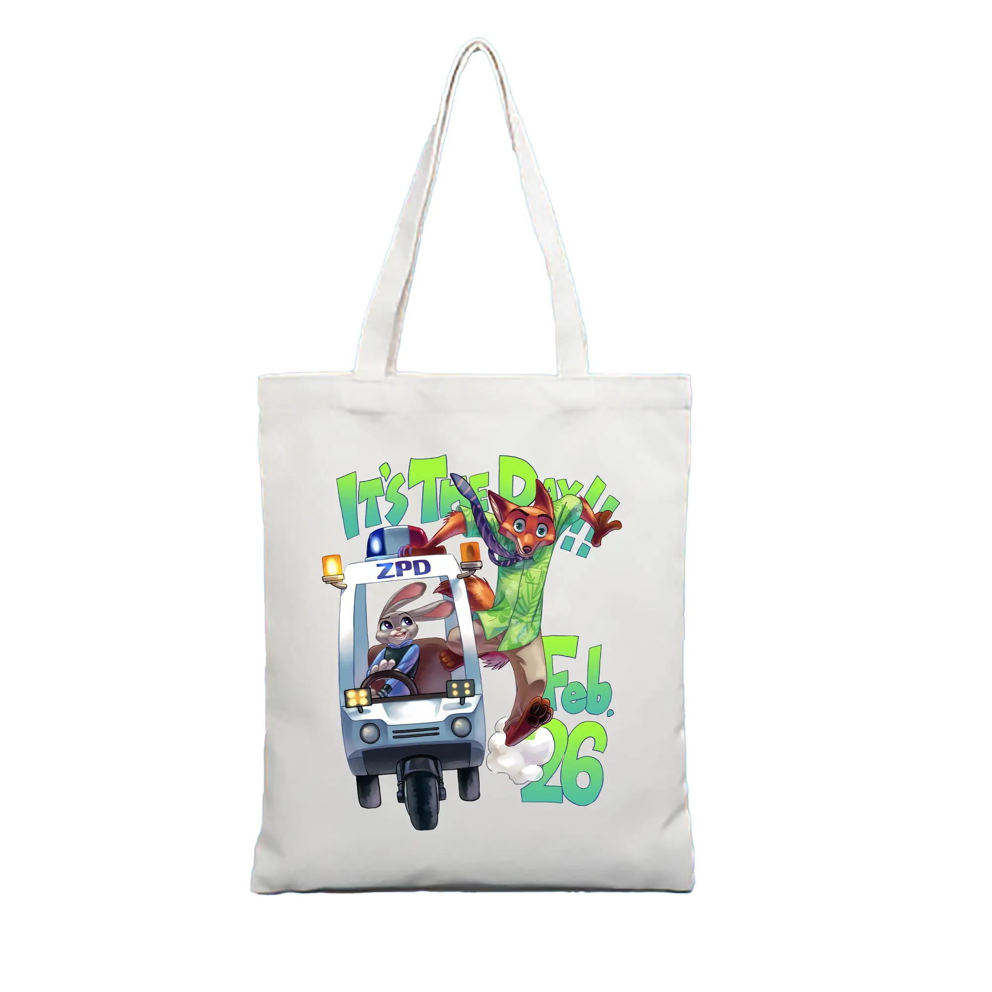 ズートピア グッズ,ニック・ワイルド - 縦型キャンバス手提げバッグ（トートバッグ） ・ キャンバス素材 ・ ショッピング用 ・ 軽量 丈夫 お手入れ簡単