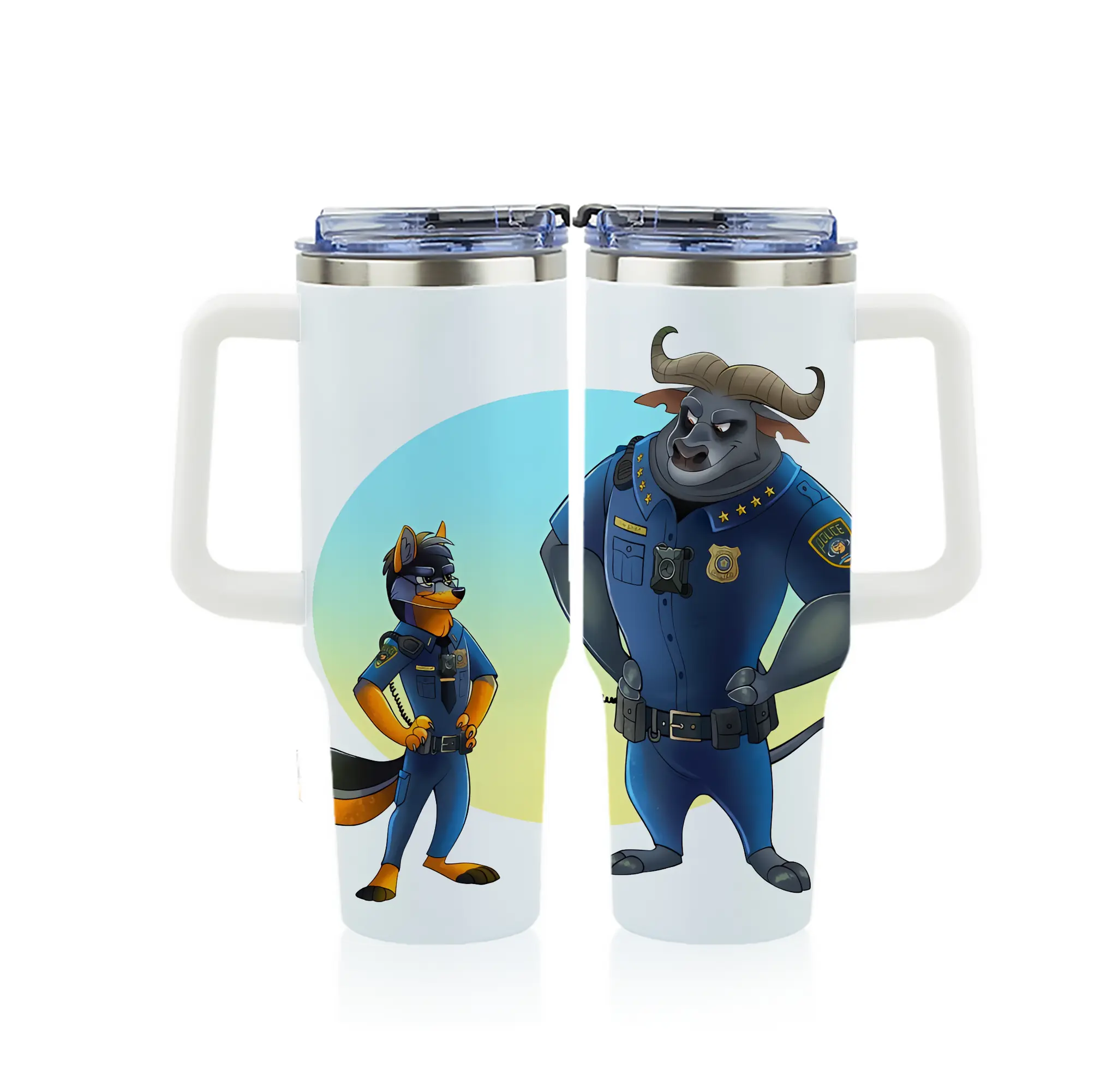 ズートピア グッズ,ボゴ署長 - 1200mL フルプリント車用タンブラー ・ 304ステンレス 内側 ・ 201ステンレス 外側 ・ 保温 保冷 ・ 通勤 ドライブ アウトドア用