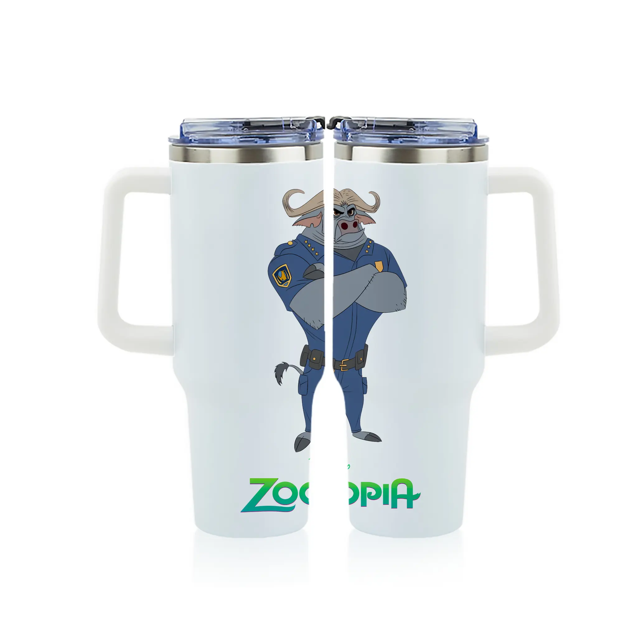 ズートピア グッズ,ボゴ署長 - 1200mL フルプリント車用タンブラー ・ 304ステンレス 内側 ・ 201ステンレス 外側 ・ 保温 保冷 ・ 通勤 ドライブ アウトドア用