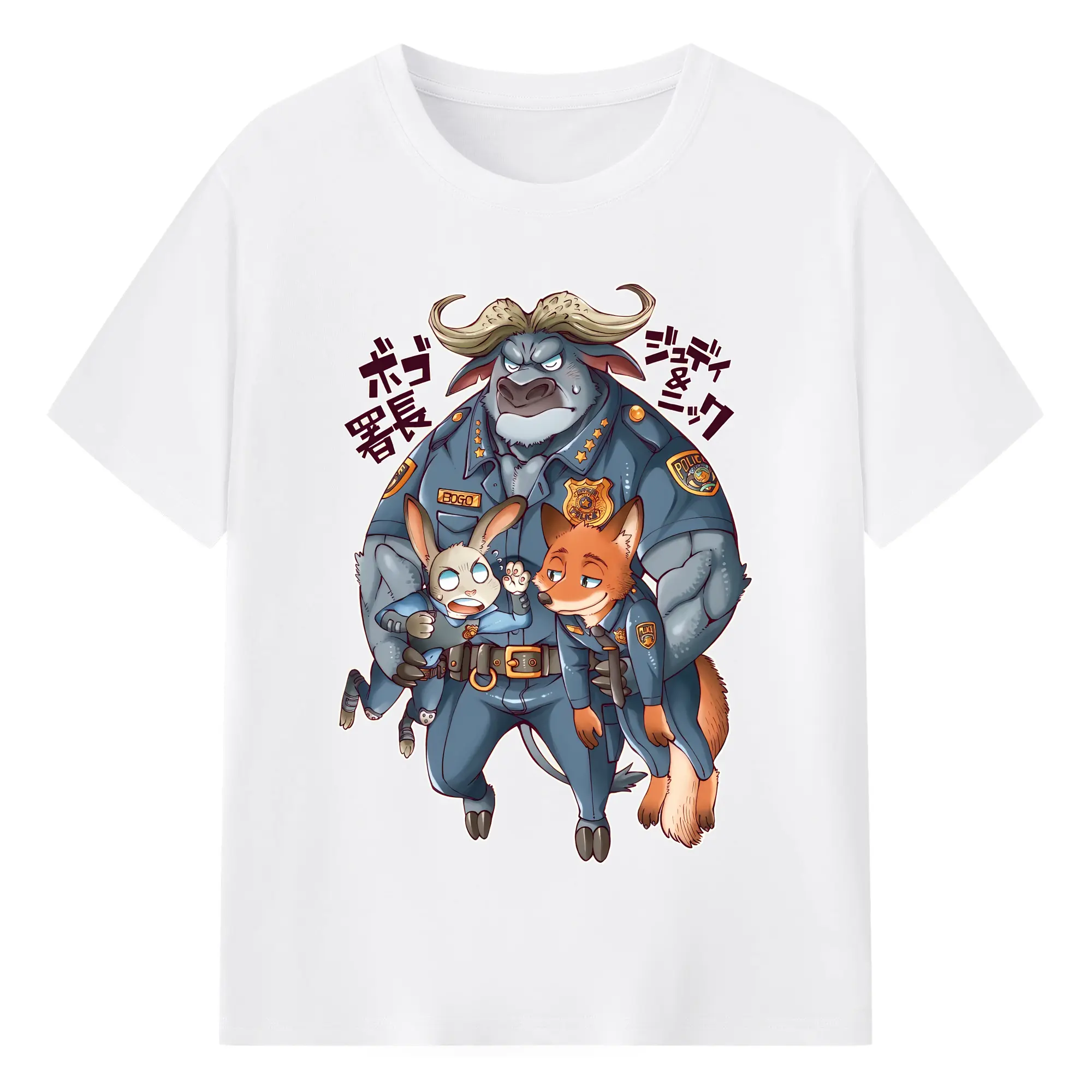 ズートピア グッズ,ボゴ署長 - 綿100％ 半袖Tシャツ ・ フロントプリント ・ 快適 通気性 ・ 日常使い 散歩 スポーツ用