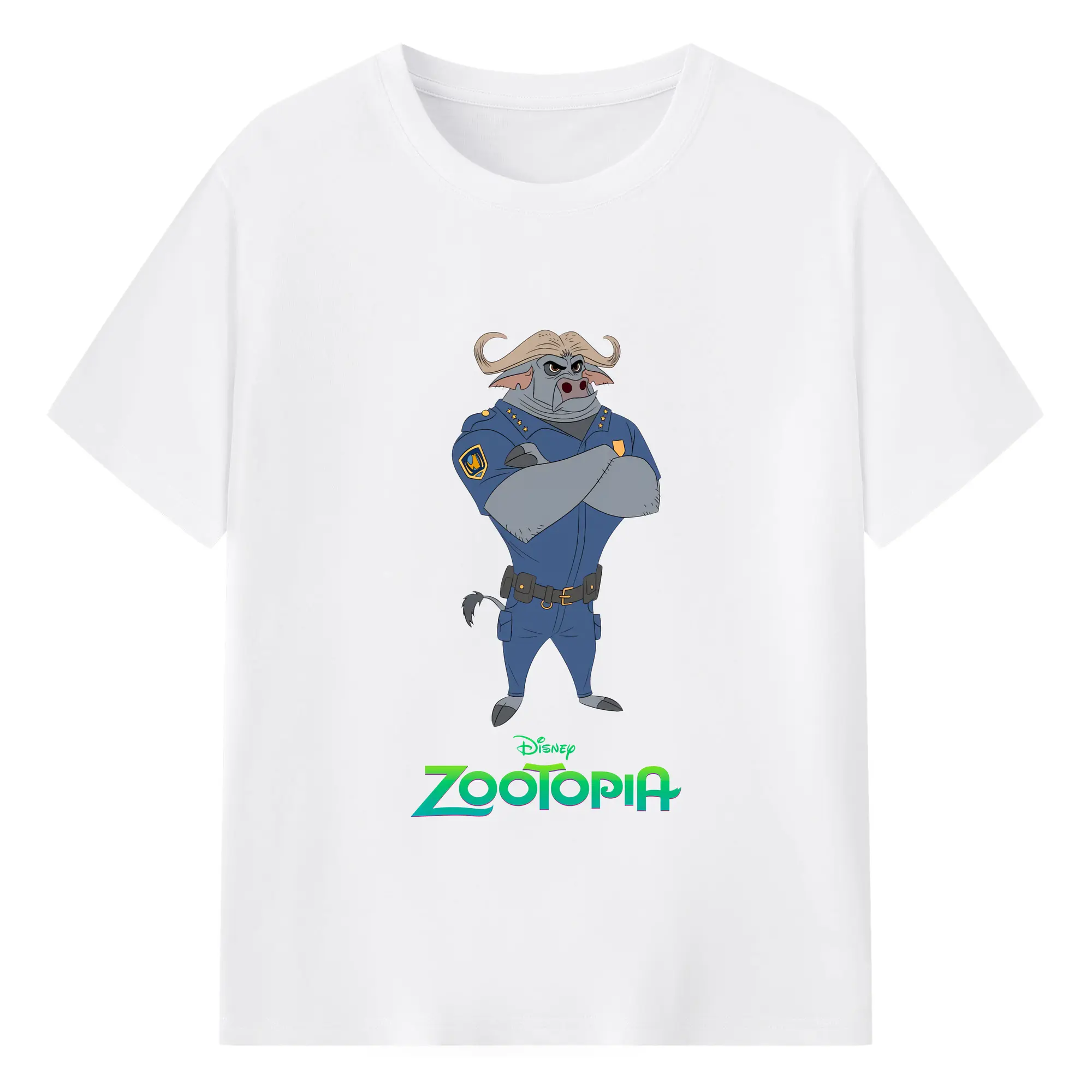 ズートピア グッズ,ボゴ署長 - 綿100％ 半袖Tシャツ ・ フロントプリント ・ 快適 通気性 ・ 日常使い 散歩 スポーツ用