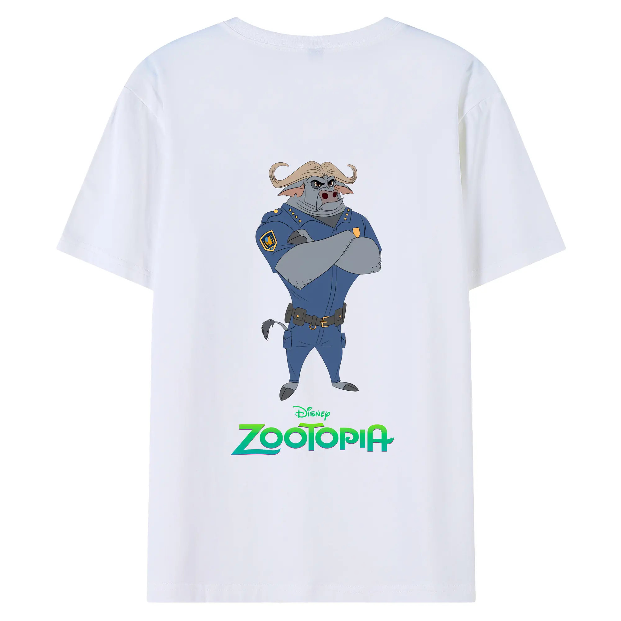 ズートピア グッズ,ボゴ署長 - 綿100％ 半袖Tシャツ ・ バックプリント ・ 快適 通気性 ・ 日常使い 散歩 スポーツ用