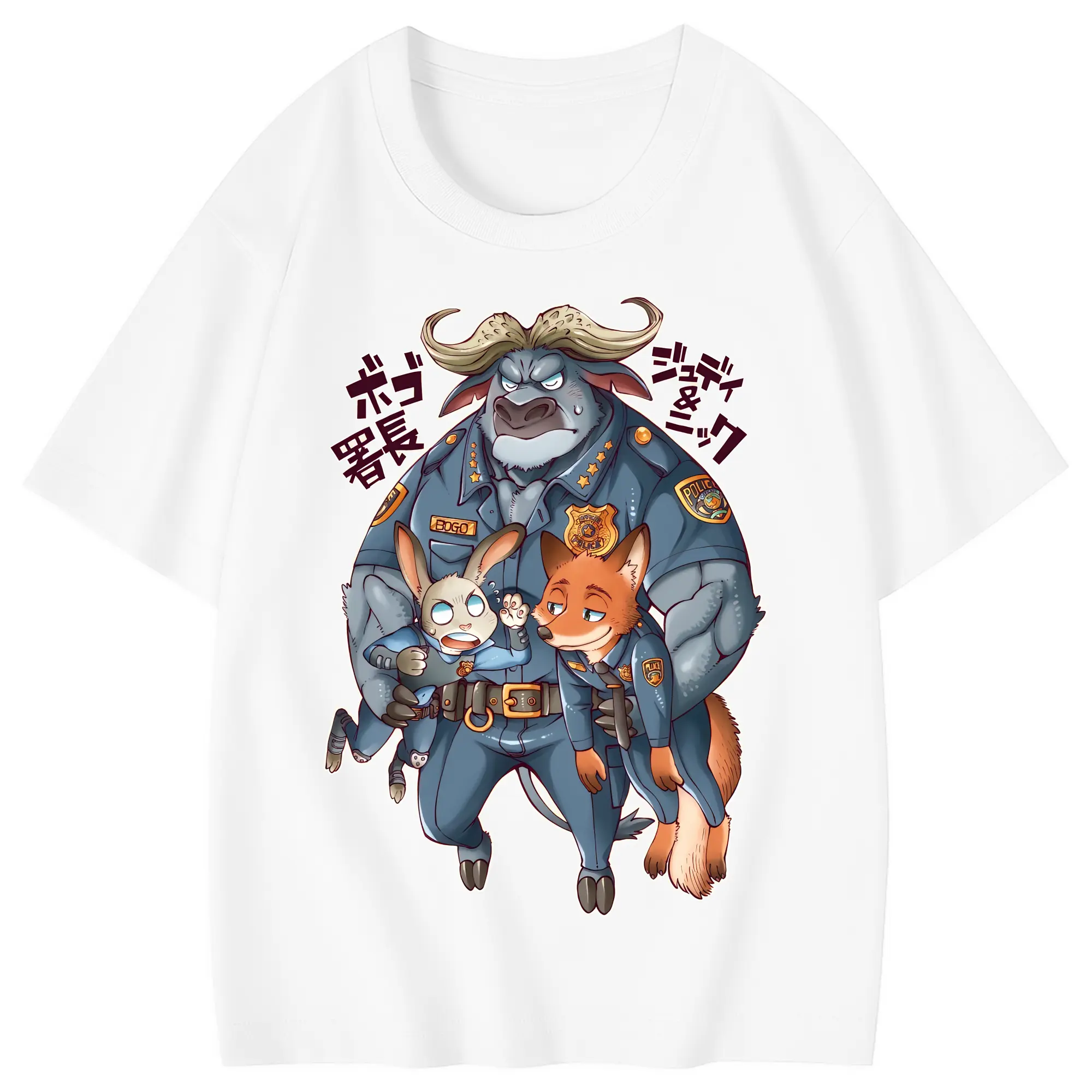 ズートピア グッズ,ボゴ署長 - 綿100％ キッズTシャツ ・ フロントプリント ・ 快適 通気性 ・ スポーツ カジュアル 散歩用