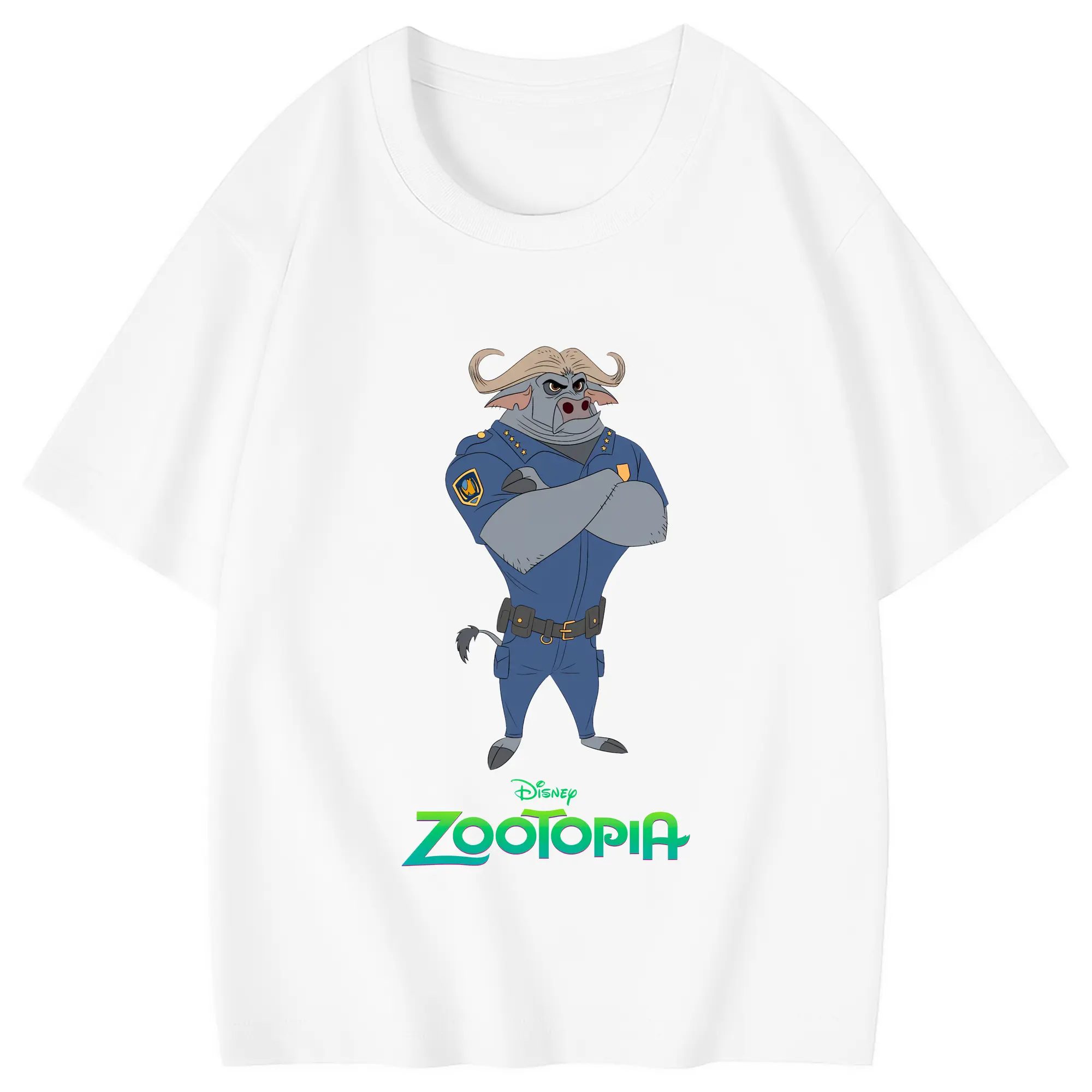 ズートピア グッズ,ボゴ署長 - 綿100％ キッズTシャツ ・ フロントプリント ・ 快適 通気性 ・ スポーツ カジュアル 散歩用