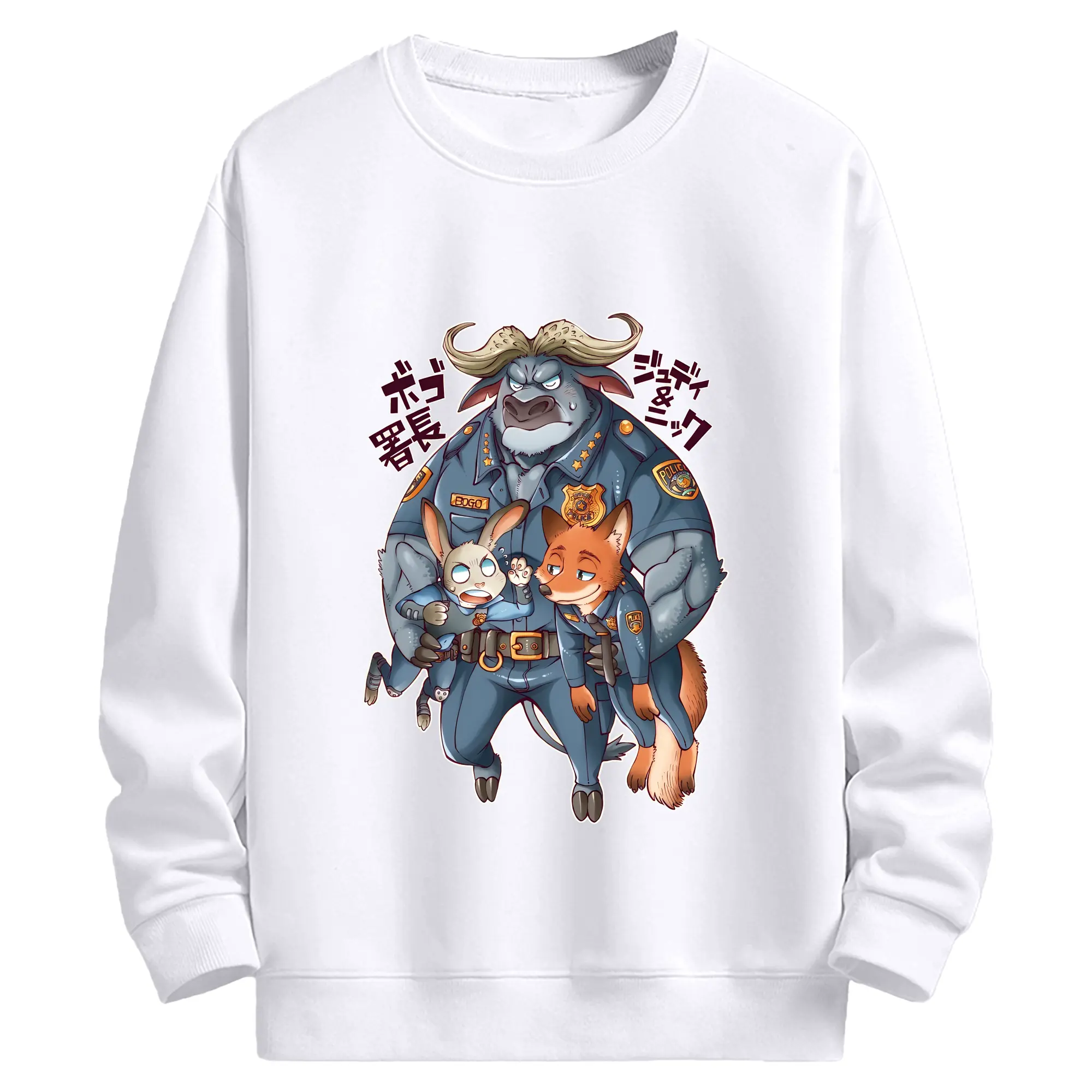 ズートピア グッズ,ボゴ署長 - 高品質 クルーネック スウェット ・ コットン59％ ポリエステル41％ ・ ユニセックス 長袖 トレーナー ・ カジュアル デイリー スポーツ 散歩用