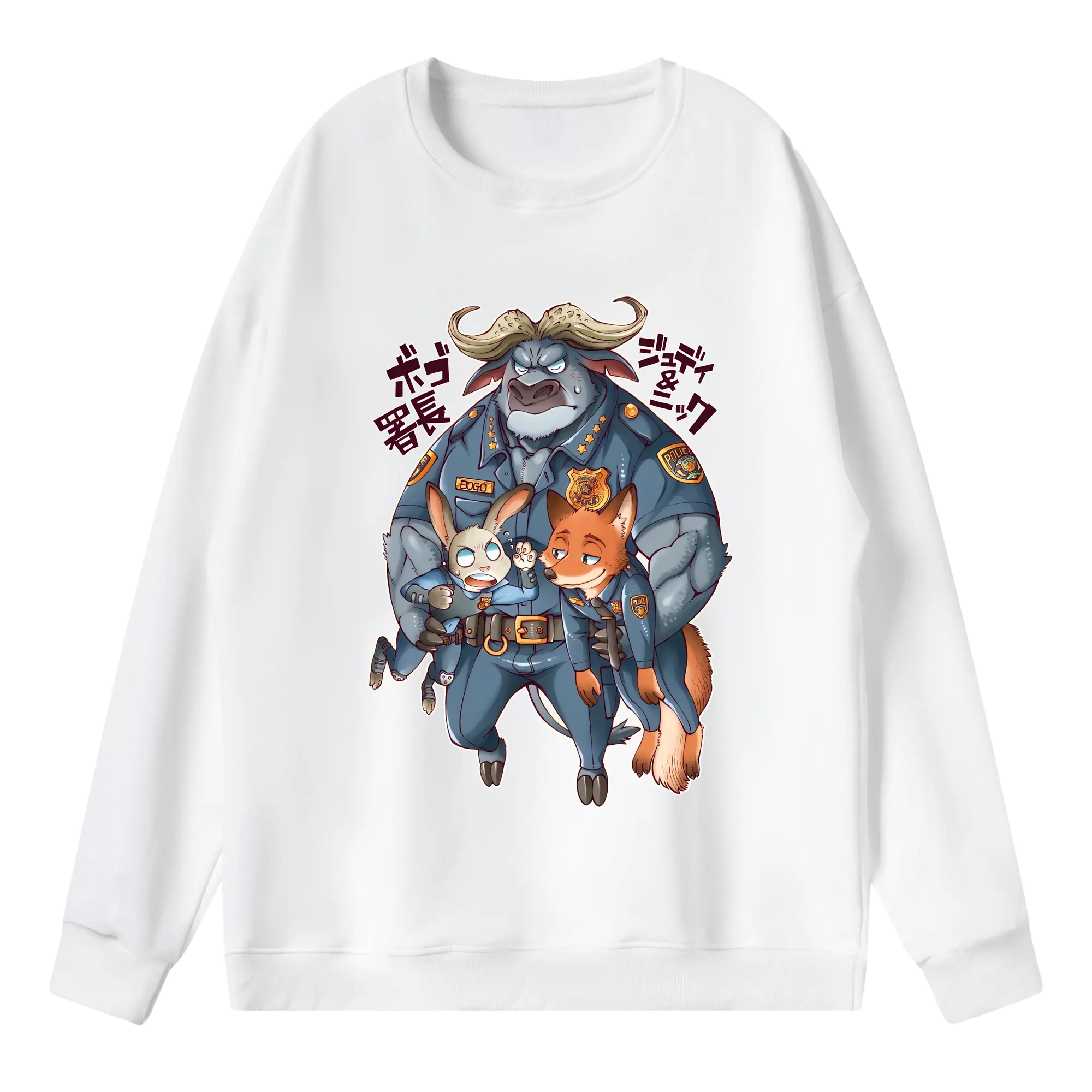 ズートピア グッズ,ボゴ署長 - 薄手 クルーネック スウェット 裏毛260g · ポリエステル 春秋向け カジュアル 男女兼用 · トレーナー デイリー スポーツ 散歩に最適