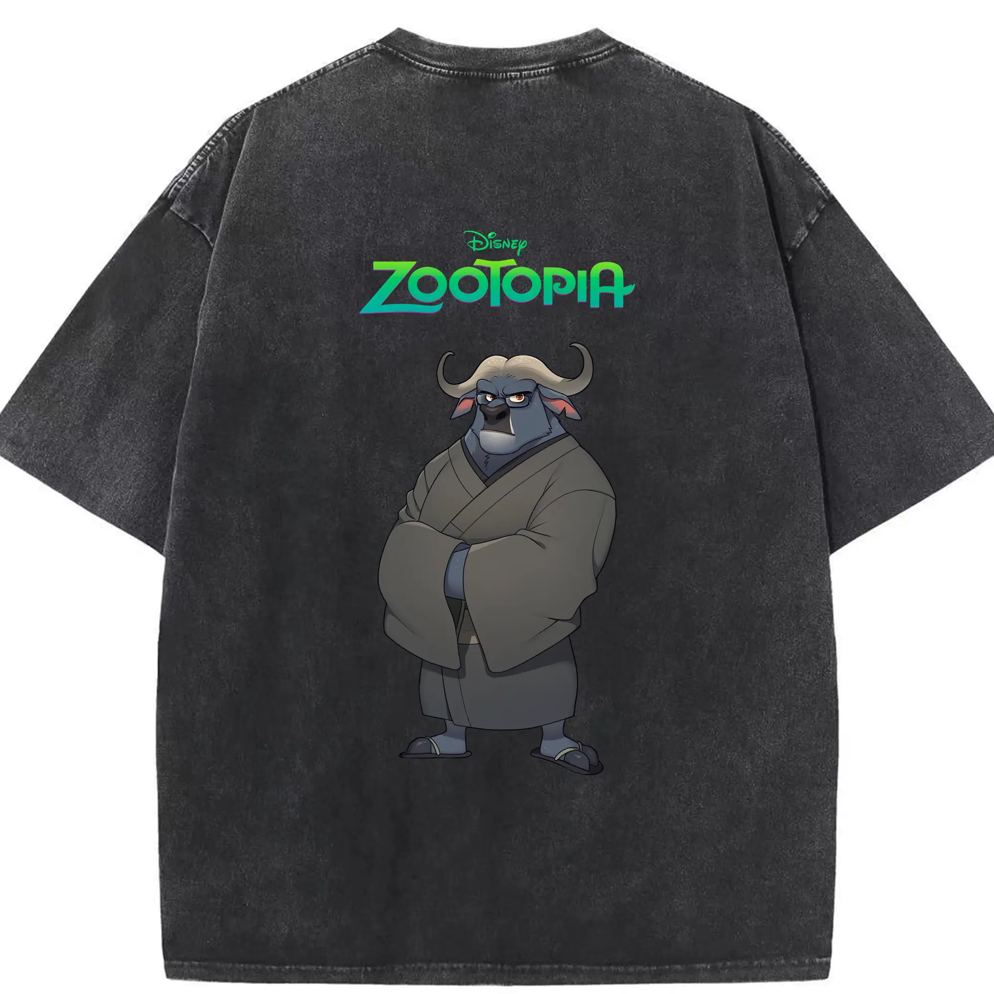 ズートピア グッズ,ボゴ署長 - 綿100％ ヴィンテージ風 半袖Tシャツ ・ 背面プリント ・ 柔らか肌触り ・ 通気性 快適 ・ スポーツ カジュアル 外出用