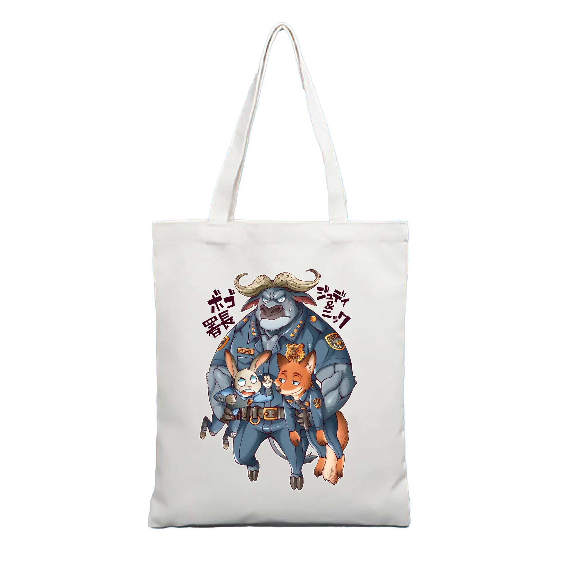 ズートピア グッズ,ボゴ署長 - 縦型キャンバス手提げバッグ（トートバッグ） ・ キャンバス素材 ・ ショッピング用 ・ 軽量 丈夫 お手入れ簡単