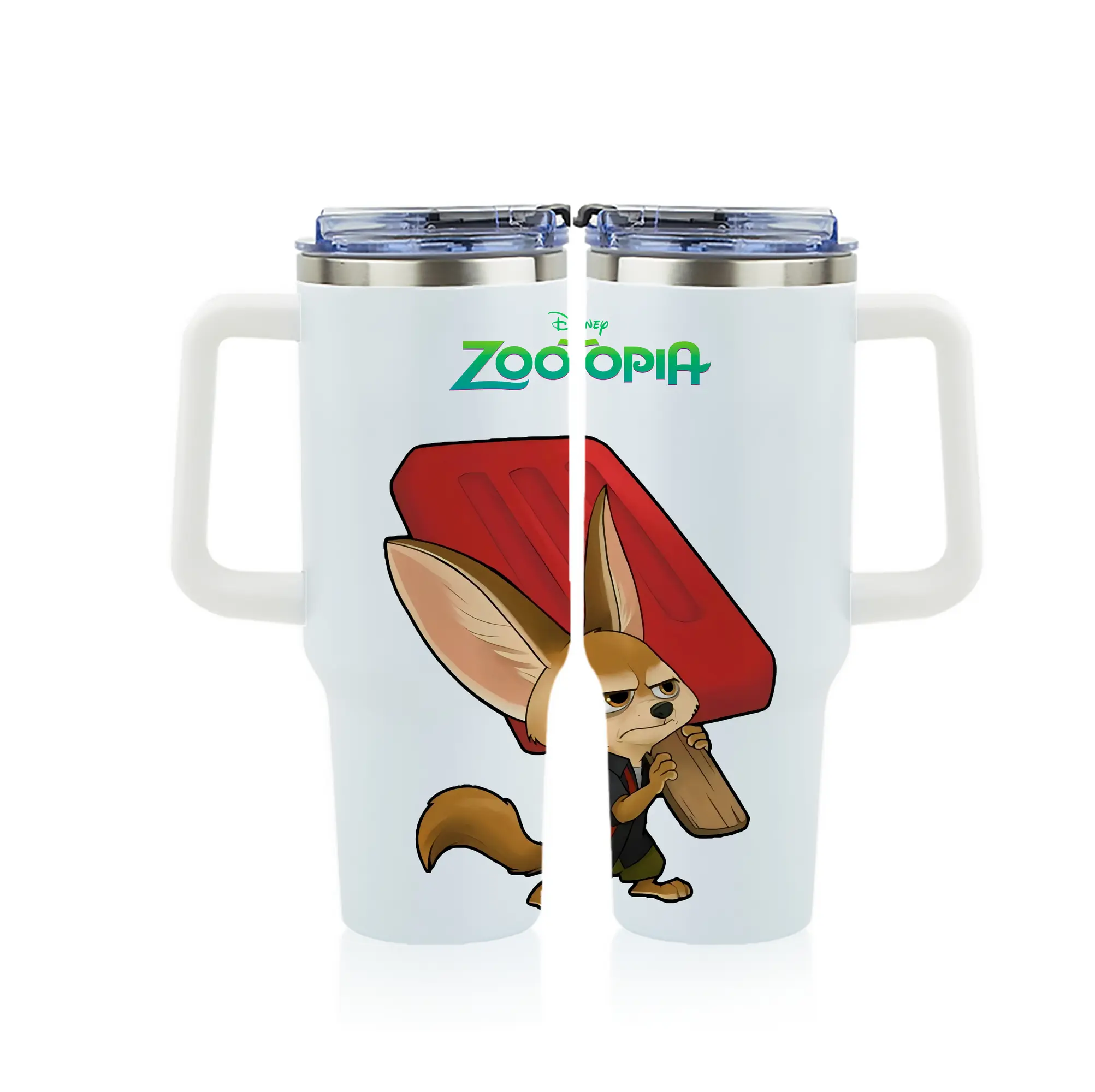 ズートピア グッズ,フィニック - 1200mL フルプリント車用タンブラー ・ 304ステンレス 内側 ・ 201ステンレス 外側 ・ 保温 保冷 ・ 通勤 ドライブ アウトドア用