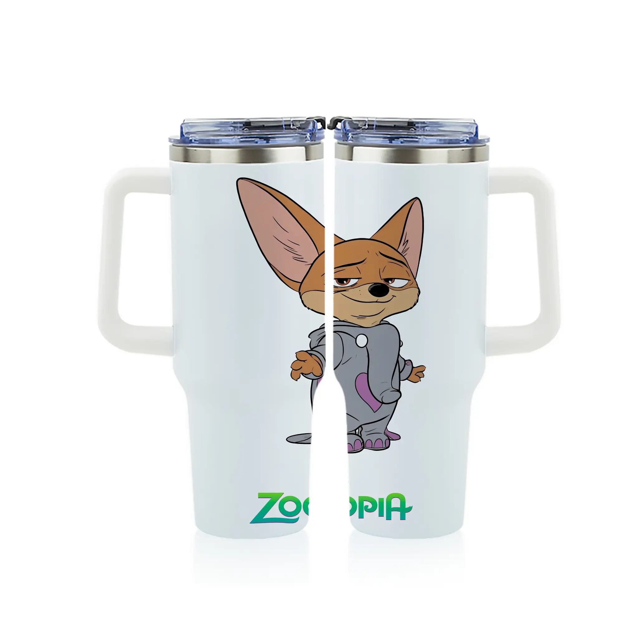 ズートピア グッズ,フィニック - 1200mL フルプリント車用タンブラー ・ 304ステンレス 内側 ・ 201ステンレス 外側 ・ 保温 保冷 ・ 通勤 ドライブ アウトドア用