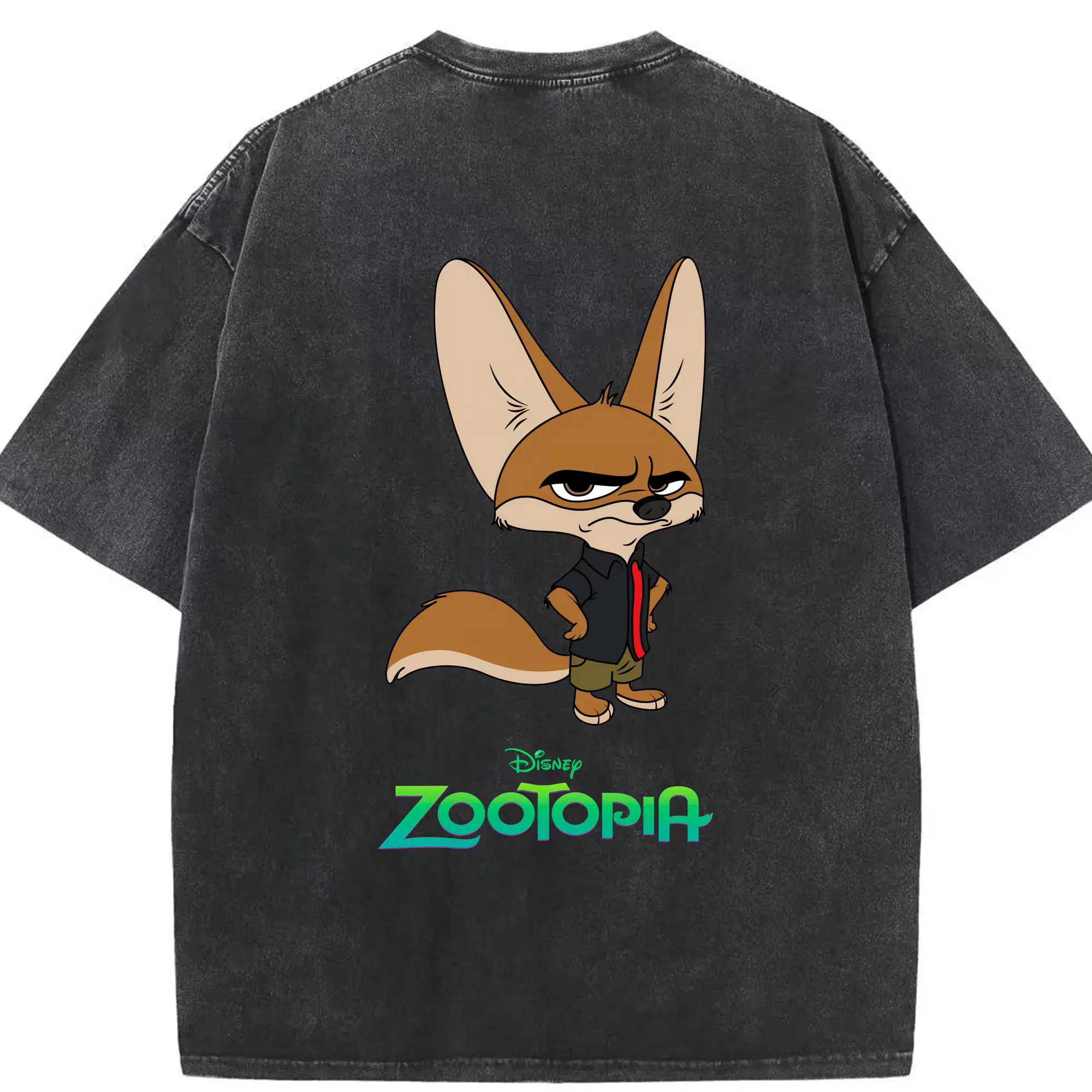 ズートピア グッズ,フィニック - 綿100％ ヴィンテージ風 半袖Tシャツ ・ 背面プリント ・ 柔らか肌触り ・ 通気性 快適 ・ スポーツ カジュアル 外出用
