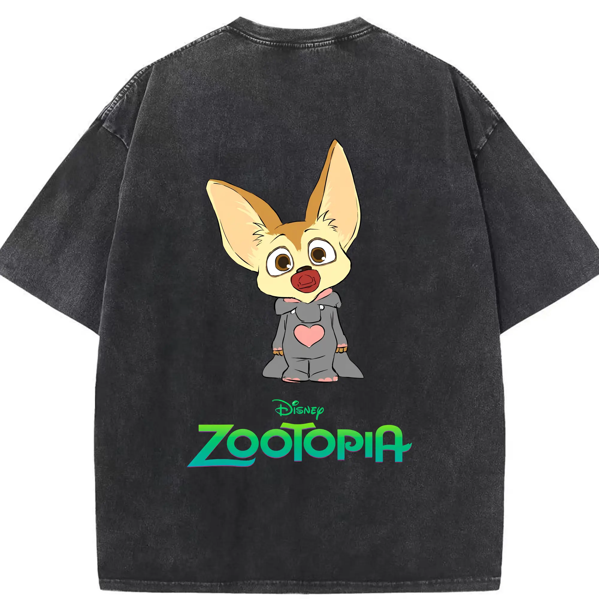 ズートピア グッズ,フィニック - 綿100％ ヴィンテージ風 半袖Tシャツ ・ 背面プリント ・ 柔らか肌触り ・ 通気性 快適 ・ スポーツ カジュアル 外出用