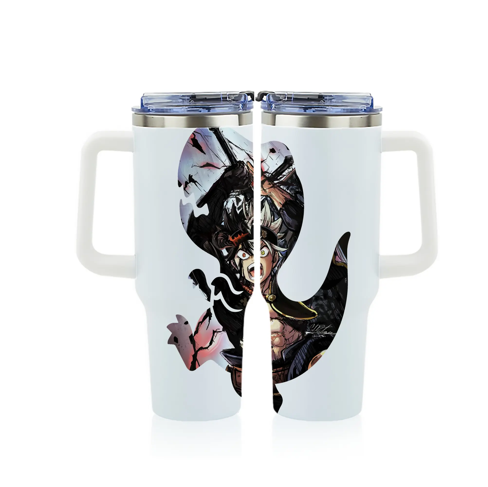 ブラッククローバー グッズ アスタ - 1200mL フルプリント車用タンブラー ・ 304ステンレス 内側 ・ 201ステンレス 外側 ・ 保温 保冷 ・ 通勤 ドライブ アウトドア用