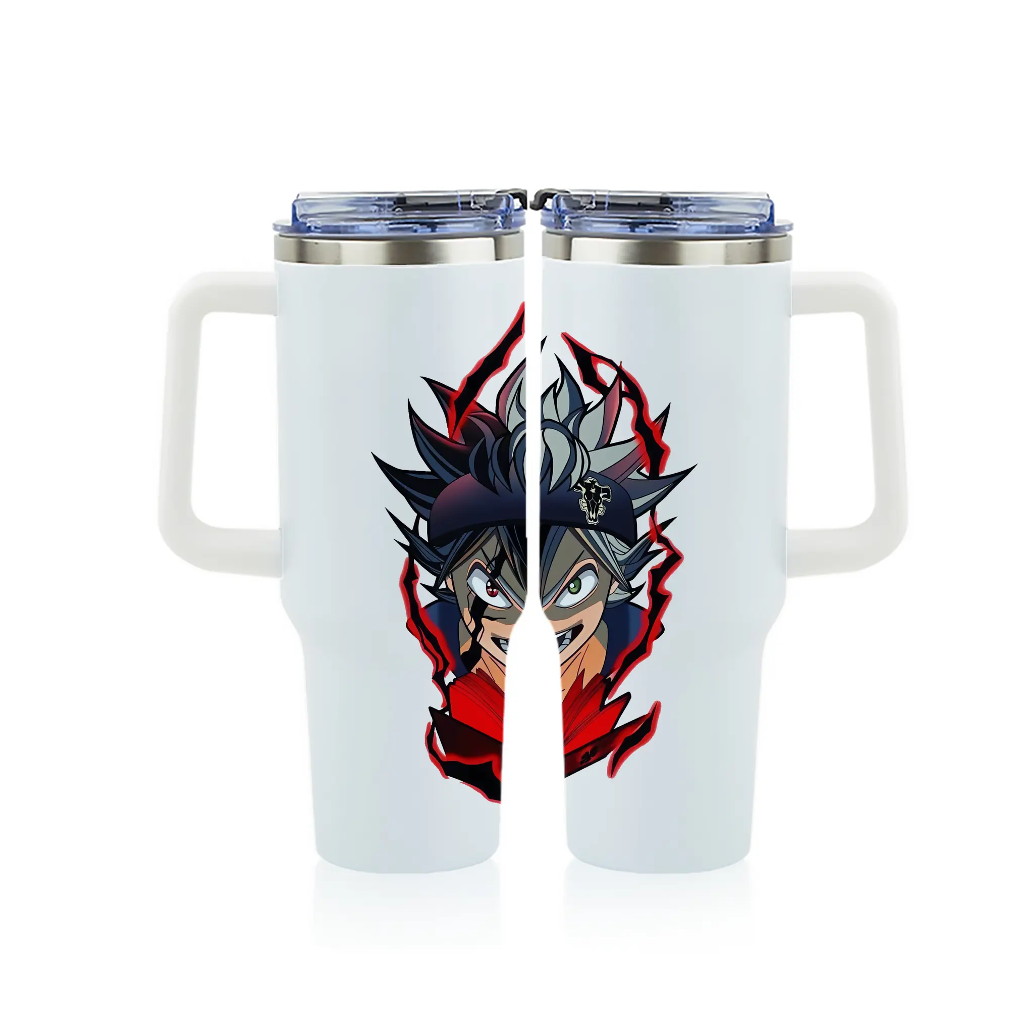 ブラッククローバー グッズ アスタ - 1200mL フルプリント車用タンブラー ・ 304ステンレス 内側 ・ 201ステンレス 外側 ・ 保温 保冷 ・ 通勤 ドライブ アウトドア用