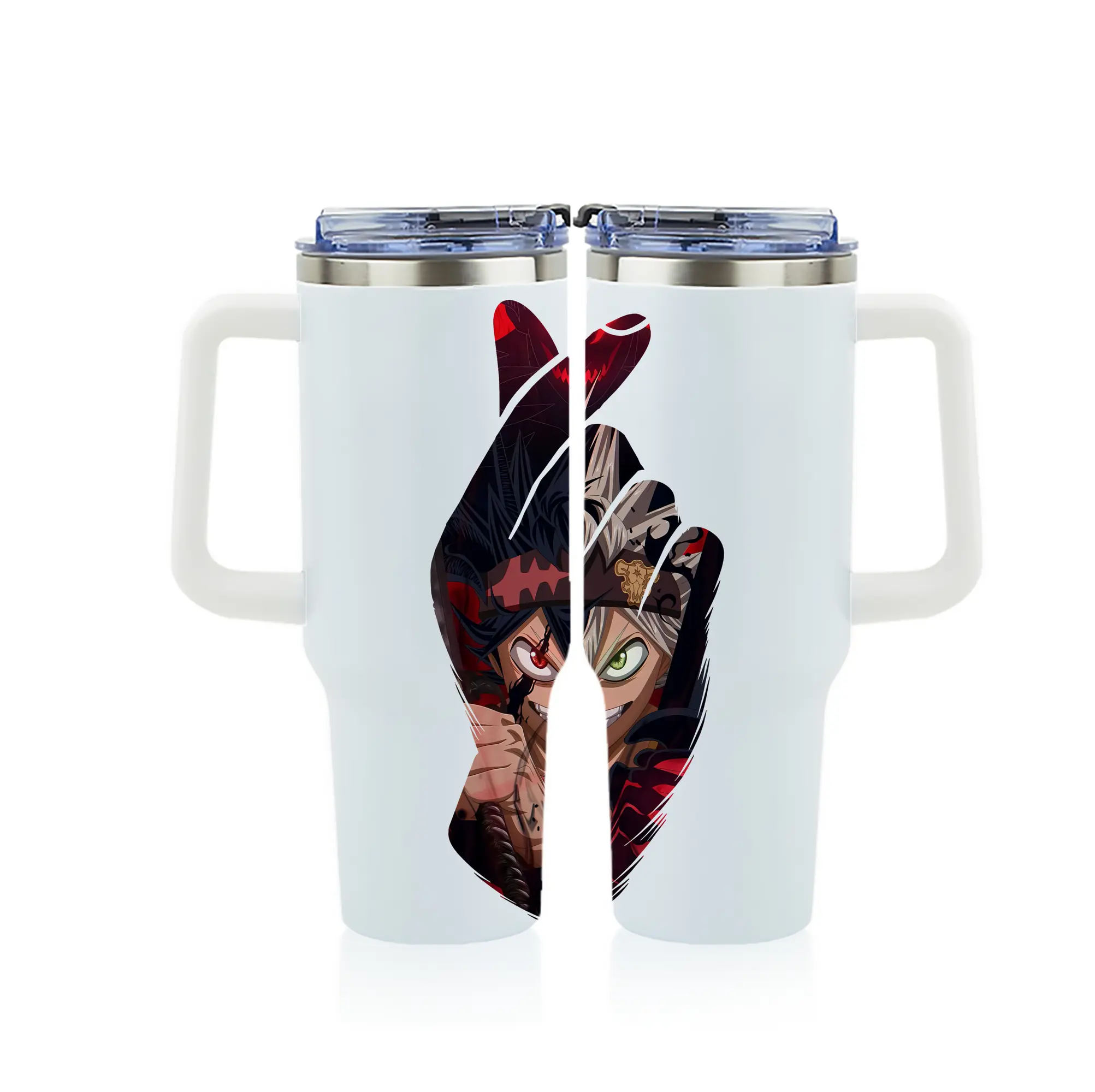 ブラッククローバー グッズ アスタ - 1200mL フルプリント車用タンブラー ・ 304ステンレス 内側 ・ 201ステンレス 外側 ・ 保温 保冷 ・ 通勤 ドライブ アウトドア用