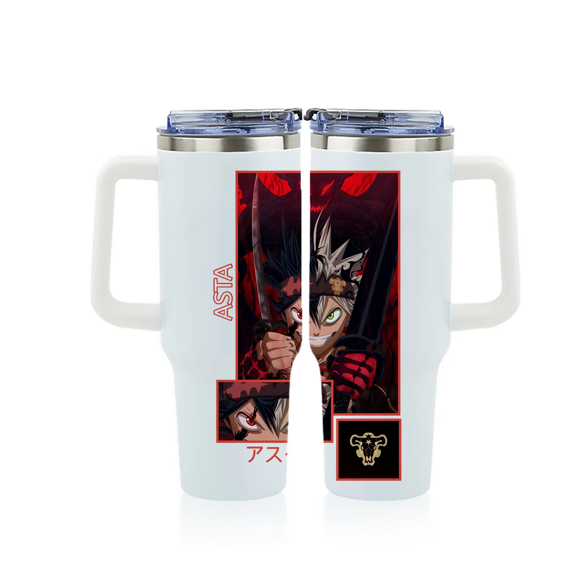 ブラッククローバー グッズ アスタ - 1200mL フルプリント車用タンブラー ・ 304ステンレス 内側 ・ 201ステンレス 外側 ・ 保温 保冷 ・ 通勤 ドライブ アウトドア用