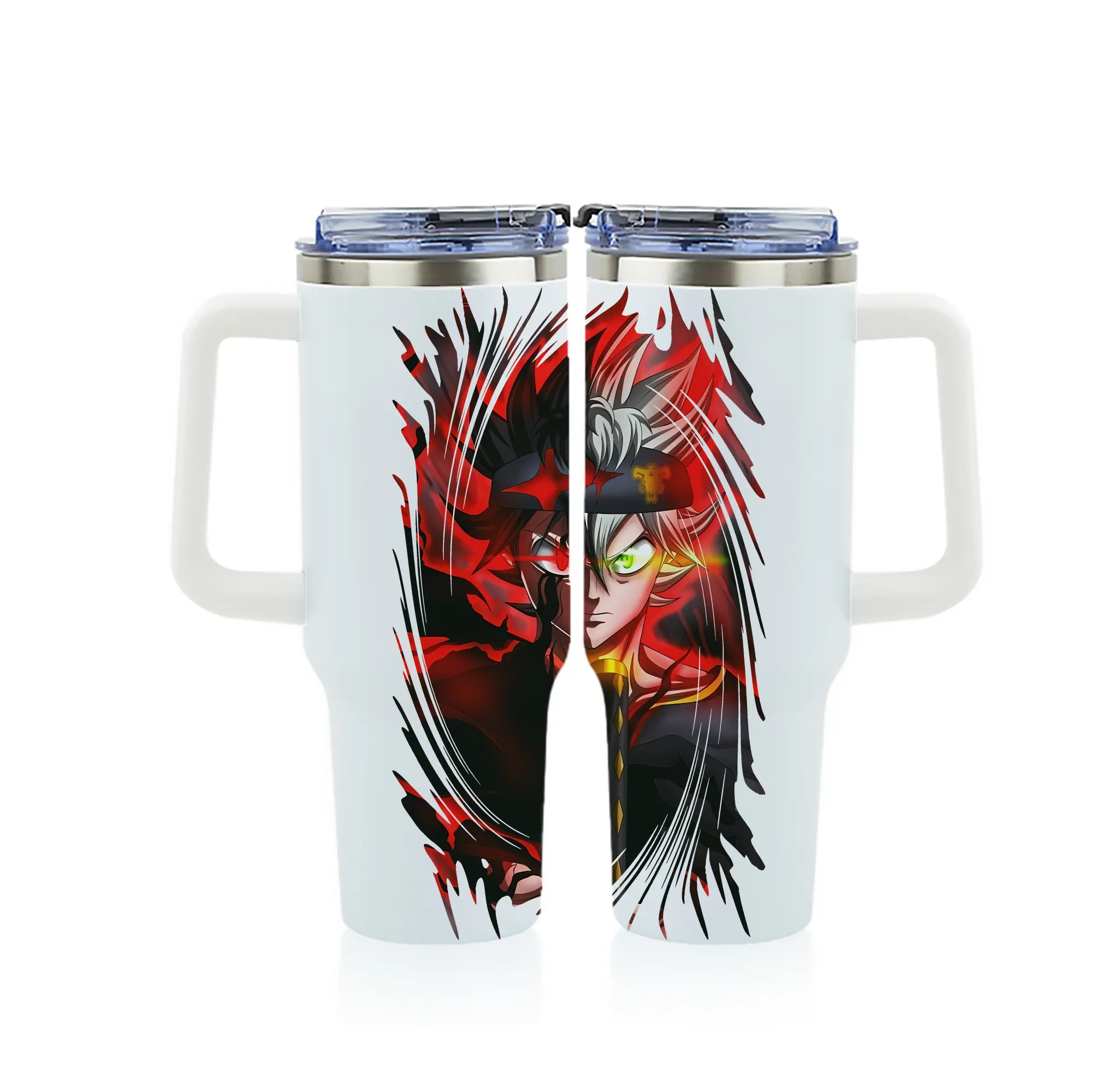 ブラッククローバー グッズ アスタ - 1200mL フルプリント車用タンブラー ・ 304ステンレス 内側 ・ 201ステンレス 外側 ・ 保温 保冷 ・ 通勤 ドライブ アウトドア用