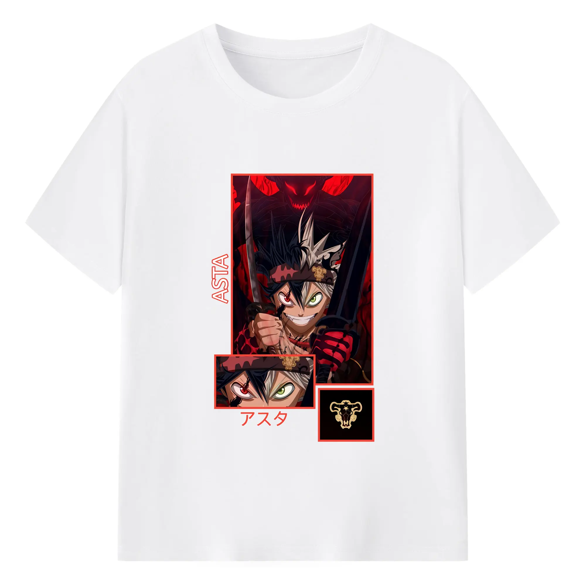 ブラッククローバー グッズ アスタ - 綿100％ 半袖Tシャツ ・ フロントプリント ・ 快適 通気性 ・ 日常使い 散歩 スポーツ用