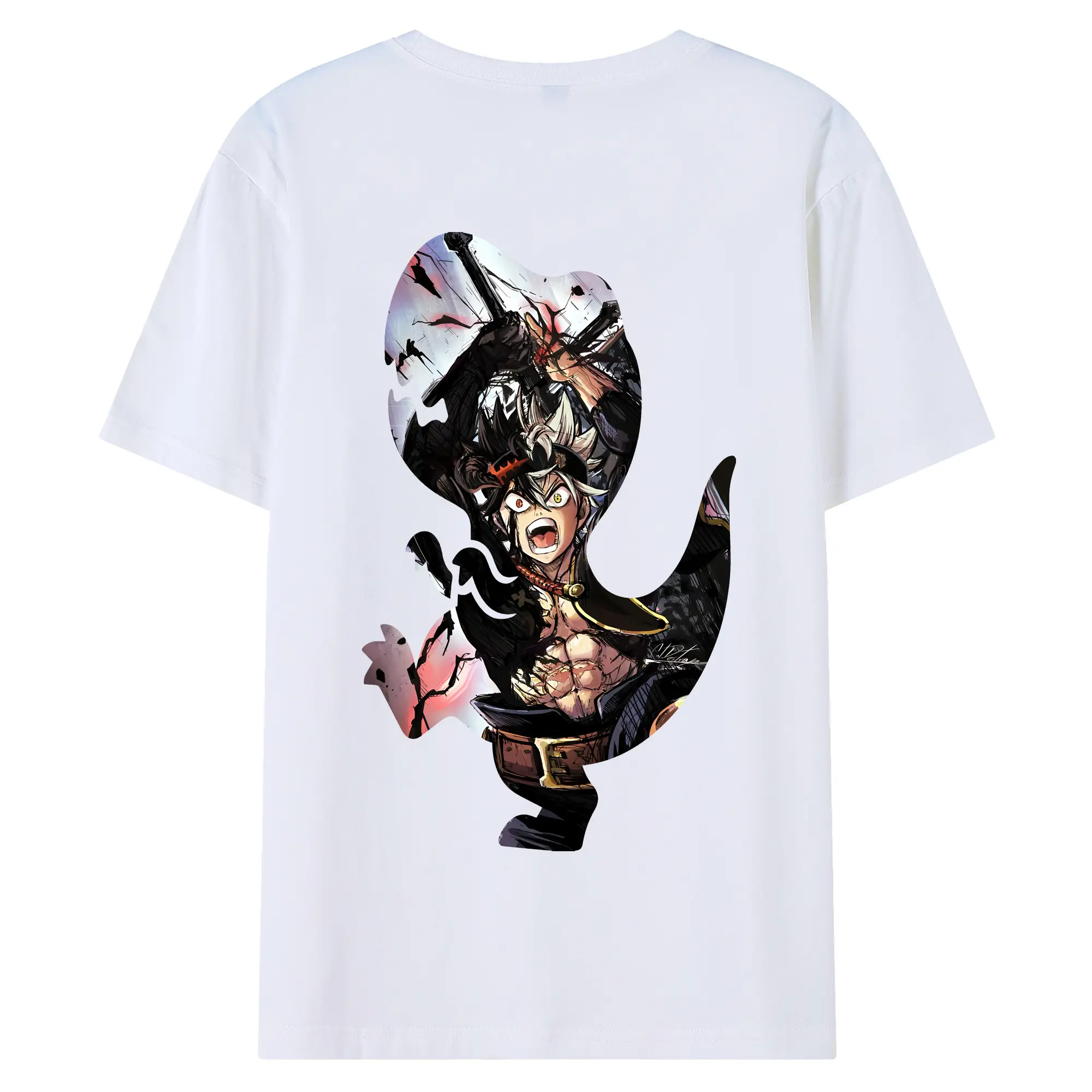 ブラッククローバー グッズ アスタ - 綿100％ 半袖Tシャツ ・ バックプリント ・ 快適 通気性 ・ 日常使い 散歩 スポーツ用