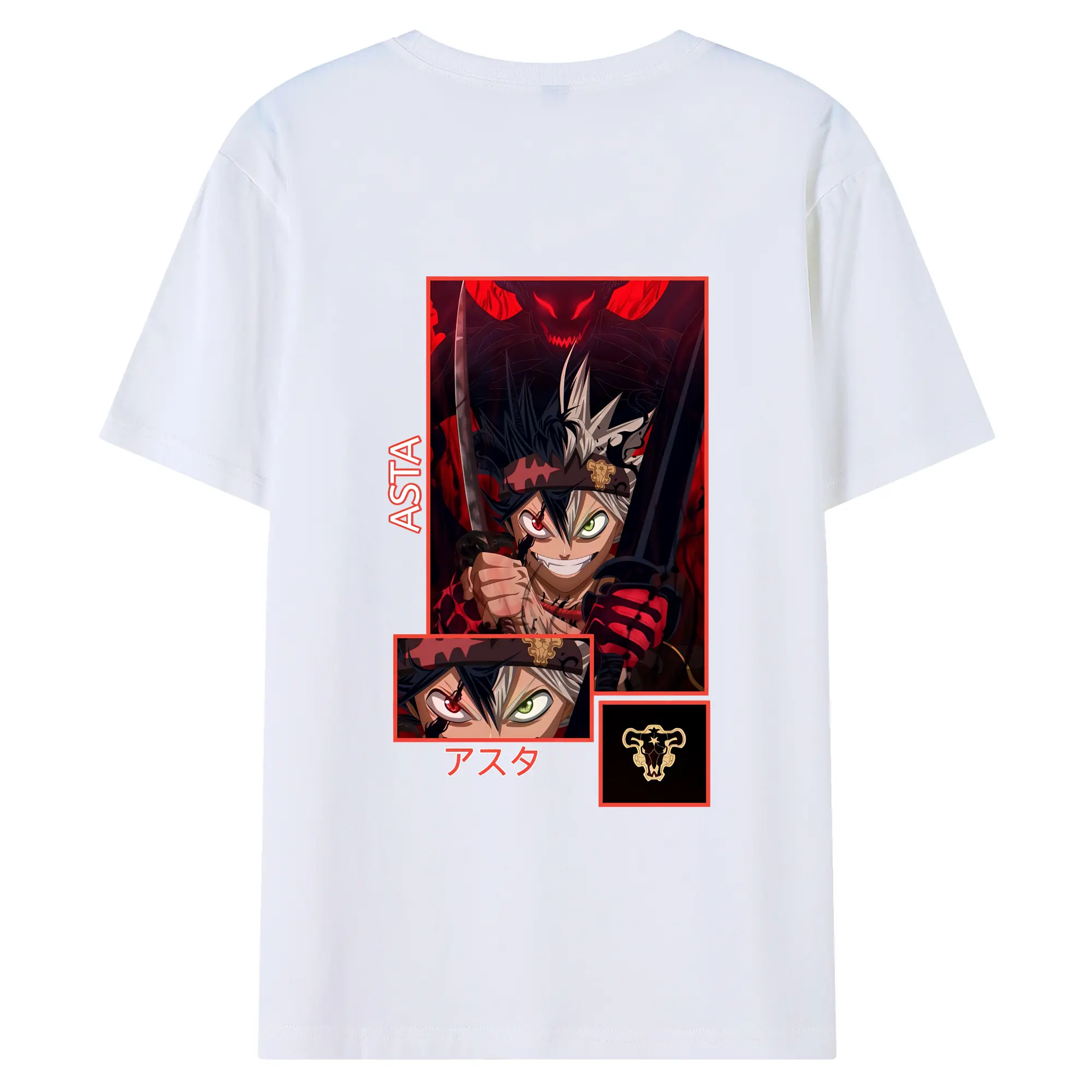 ブラッククローバー グッズ アスタ - 綿100％ 半袖Tシャツ ・ バックプリント ・ 快適 通気性 ・ 日常使い 散歩 スポーツ用