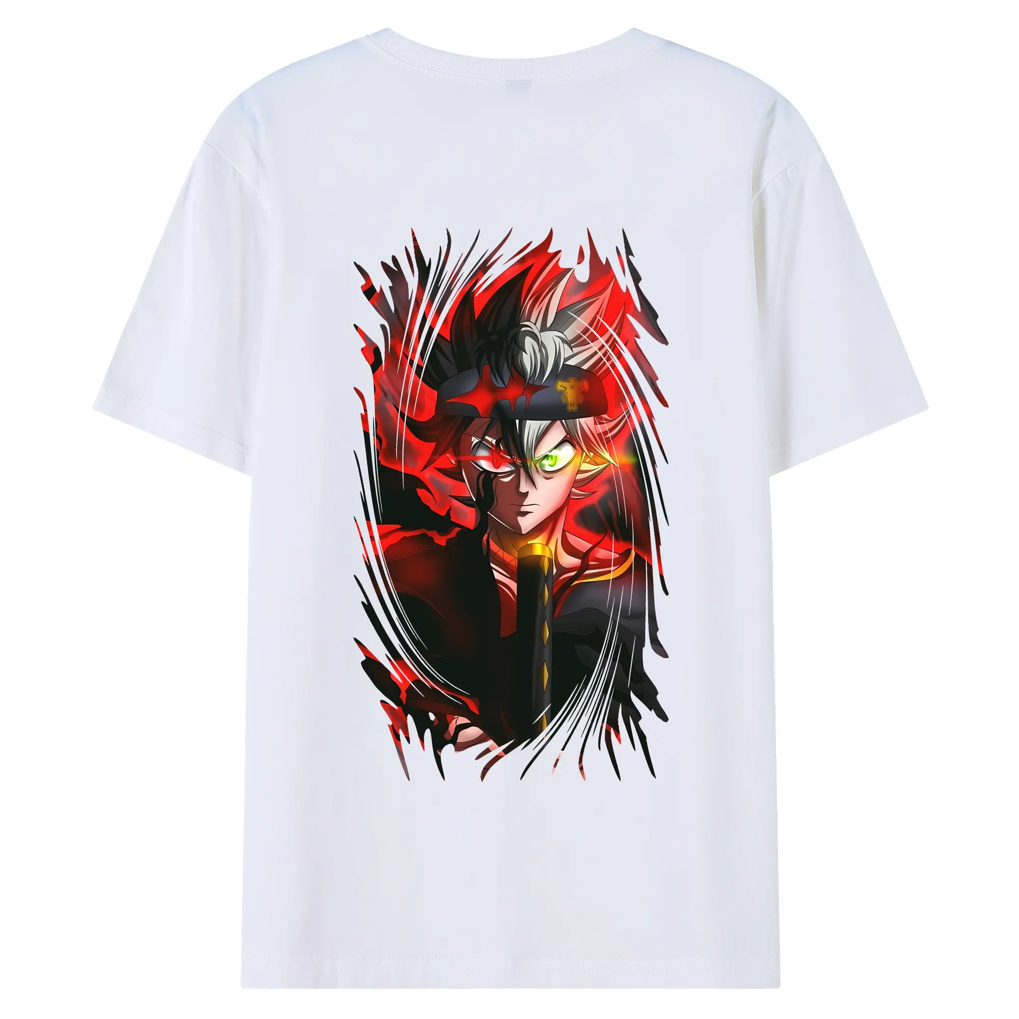 ブラッククローバー グッズ アスタ - 綿100％ 半袖Tシャツ ・ バックプリント ・ 快適 通気性 ・ 日常使い 散歩 スポーツ用