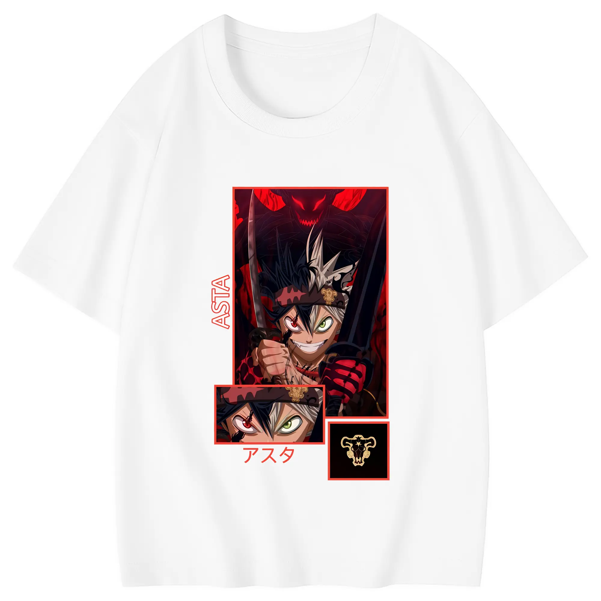 ブラッククローバー グッズ アスタ - 綿100％ キッズTシャツ ・ フロントプリント ・ 快適 通気性 ・ スポーツ カジュアル 散歩用