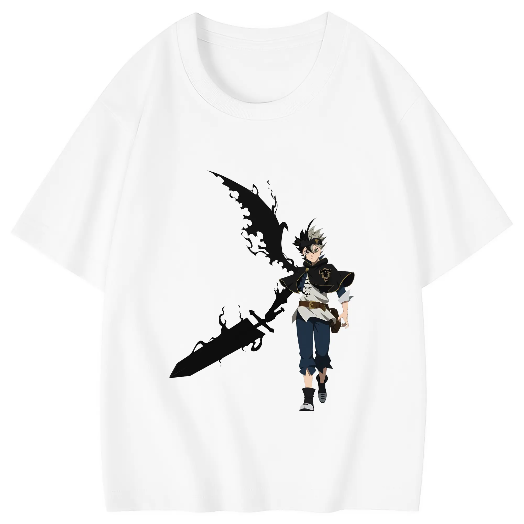 ブラッククローバー グッズ アスタ - 綿100％ キッズTシャツ ・ フロントプリント ・ 快適 通気性 ・ スポーツ カジュアル 散歩用