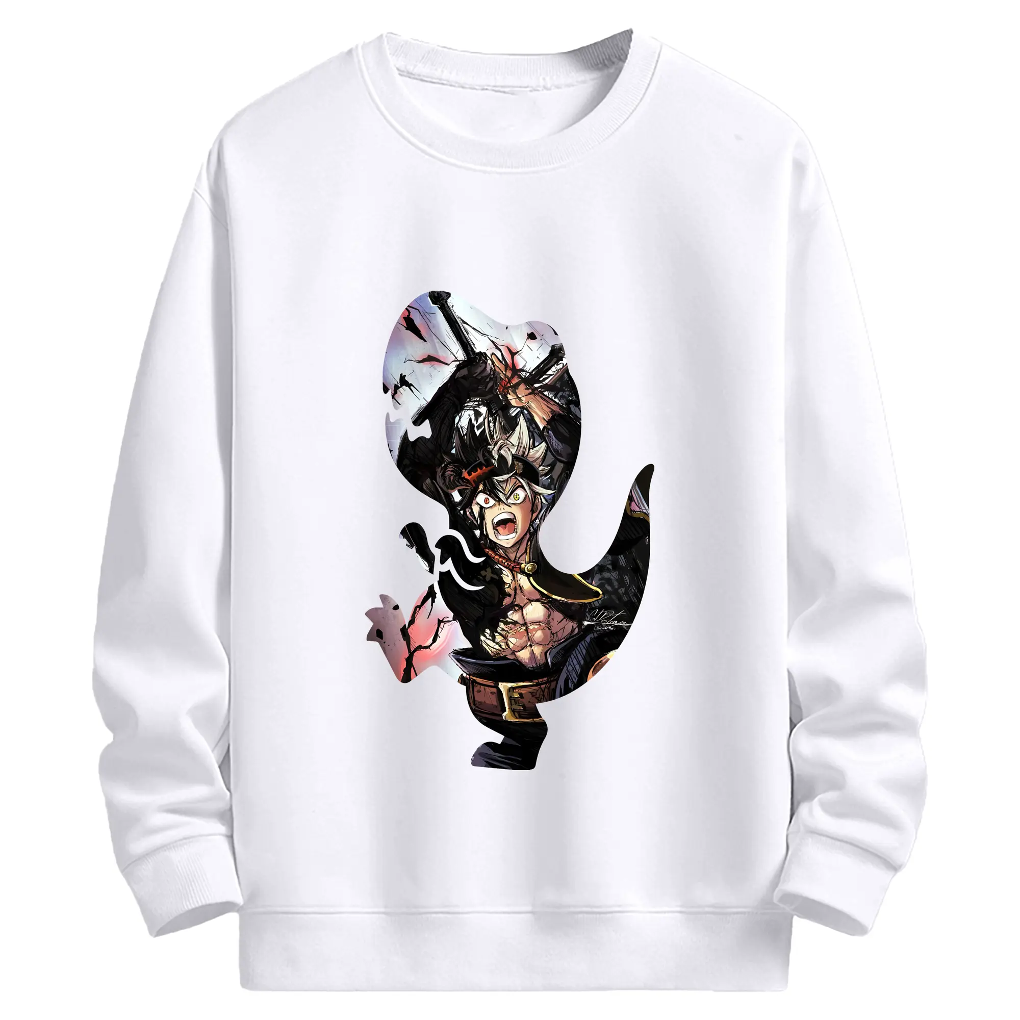 ブラッククローバー グッズ アスタ - 高品質 クルーネック スウェット ・ コットン59％ ポリエステル41％ ・ ユニセックス 長袖 トレーナー ・ カジュアル デイリー スポーツ 散歩用