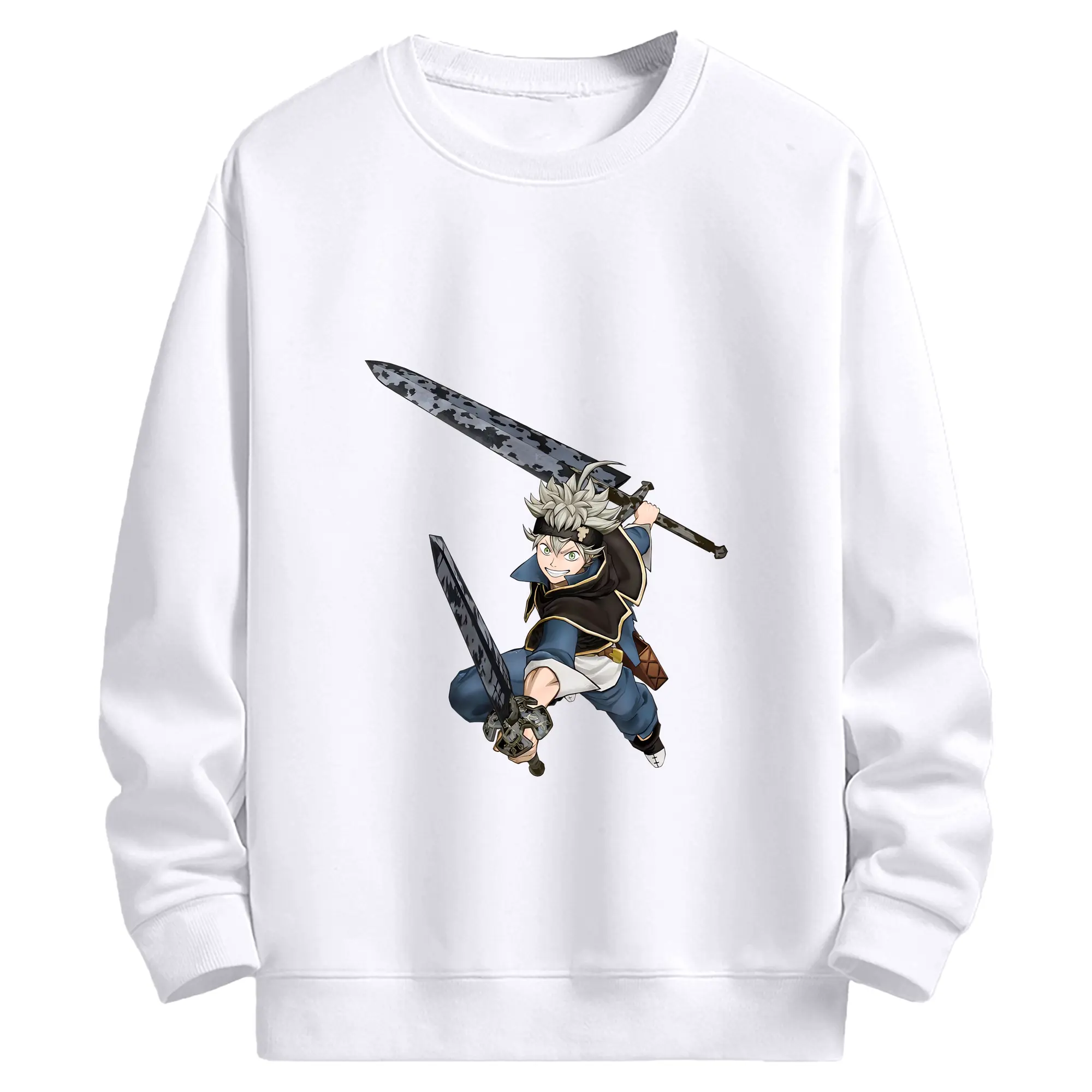 ブラッククローバー グッズ アスタ - 高品質 クルーネック スウェット ・ コットン59％ ポリエステル41％ ・ ユニセックス 長袖 トレーナー ・ カジュアル デイリー スポーツ 散歩用