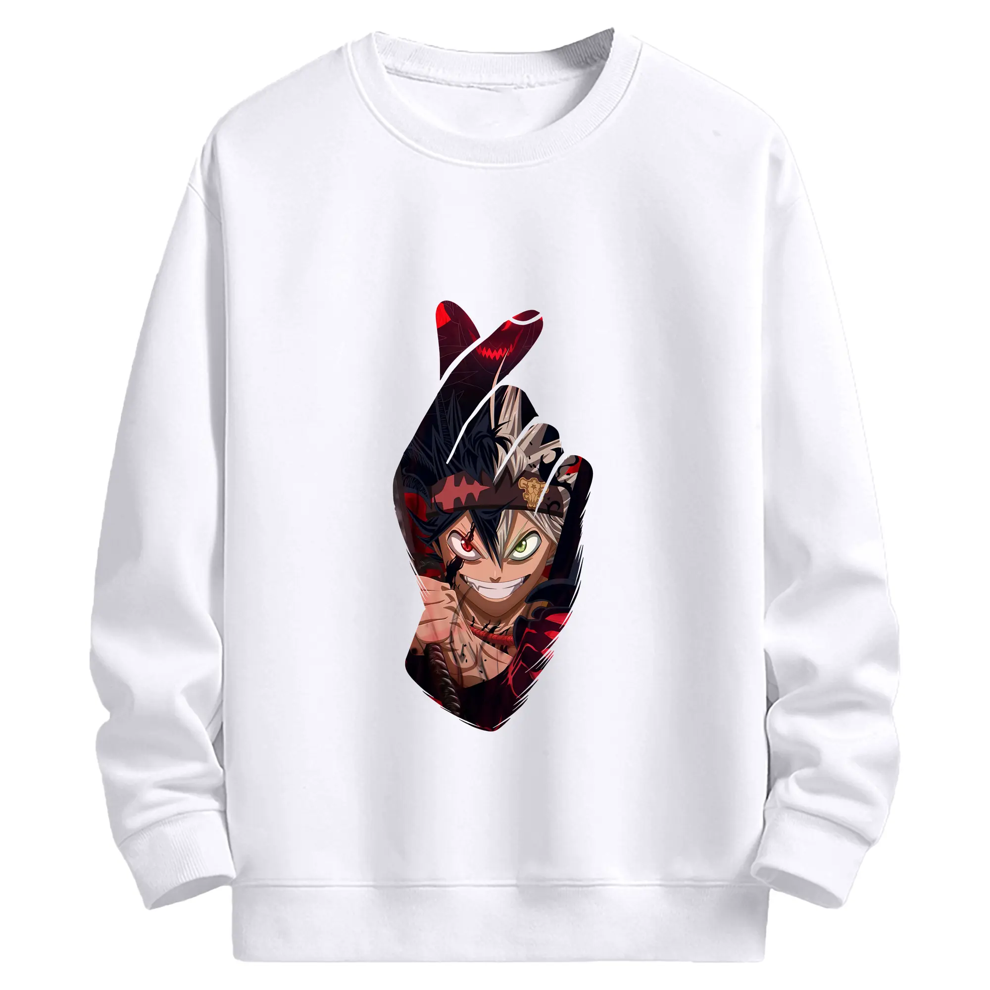 ブラッククローバー グッズ アスタ - 高品質 クルーネック スウェット ・ コットン59％ ポリエステル41％ ・ ユニセックス 長袖 トレーナー ・ カジュアル デイリー スポーツ 散歩用