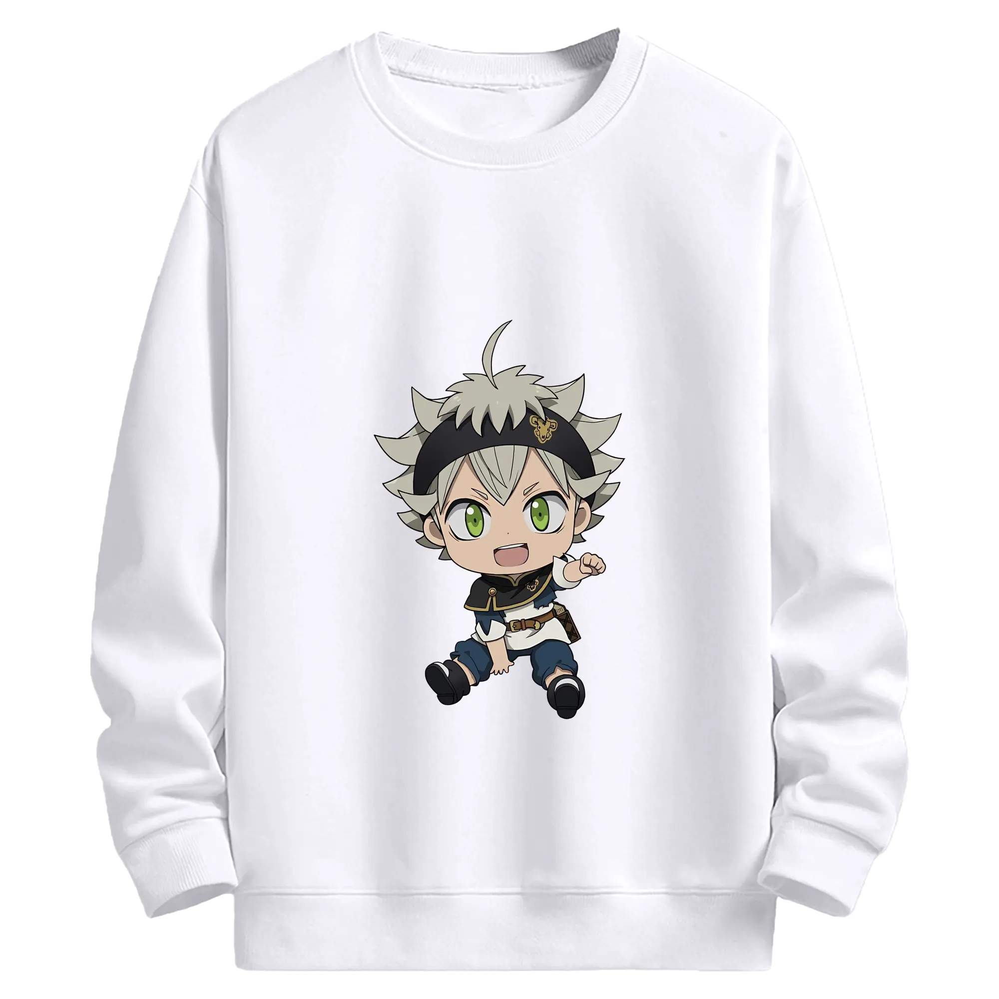 ブラッククローバー グッズ アスタ - 高品質 クルーネック スウェット ・ コットン59％ ポリエステル41％ ・ ユニセックス 長袖 トレーナー ・ カジュアル デイリー スポーツ 散歩用