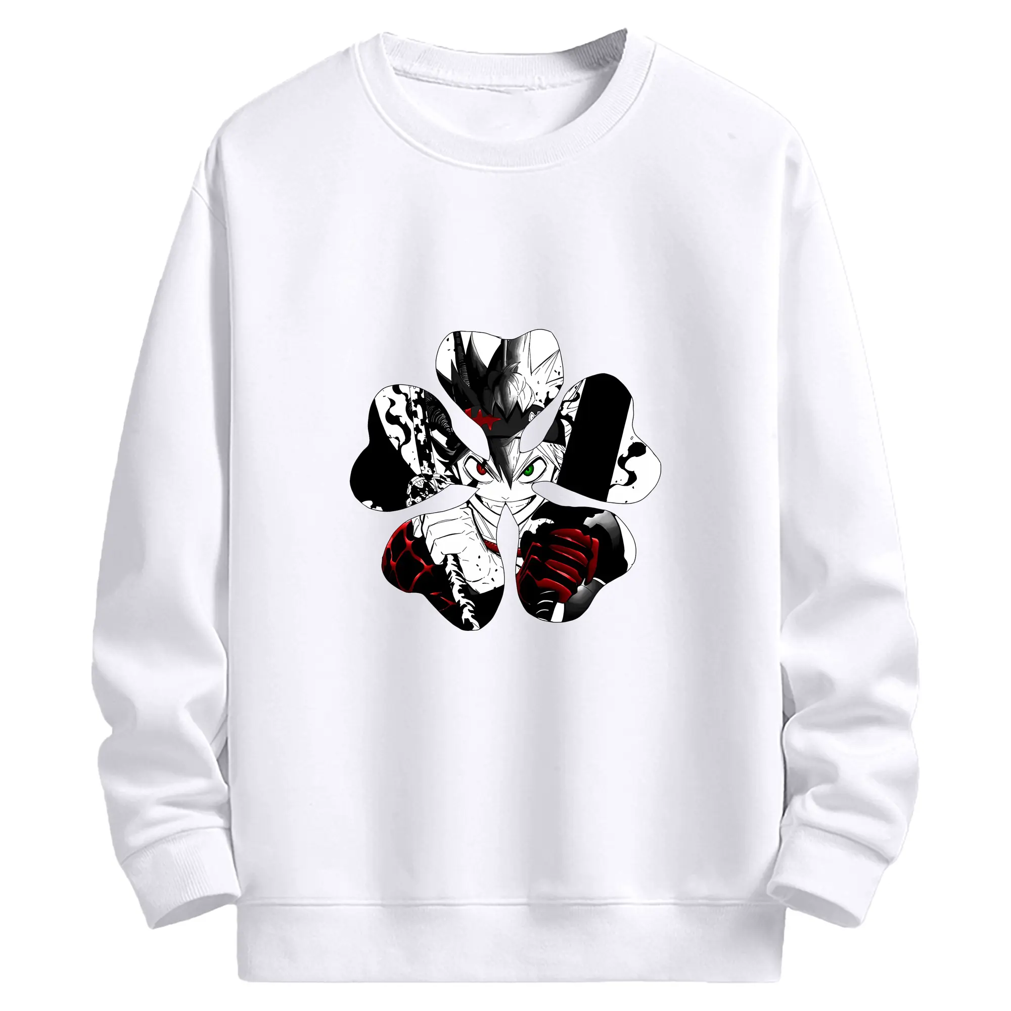 ブラッククローバー グッズ アスタ - 高品質 クルーネック スウェット ・ コットン59％ ポリエステル41％ ・ ユニセックス 長袖 トレーナー ・ カジュアル デイリー スポーツ 散歩用