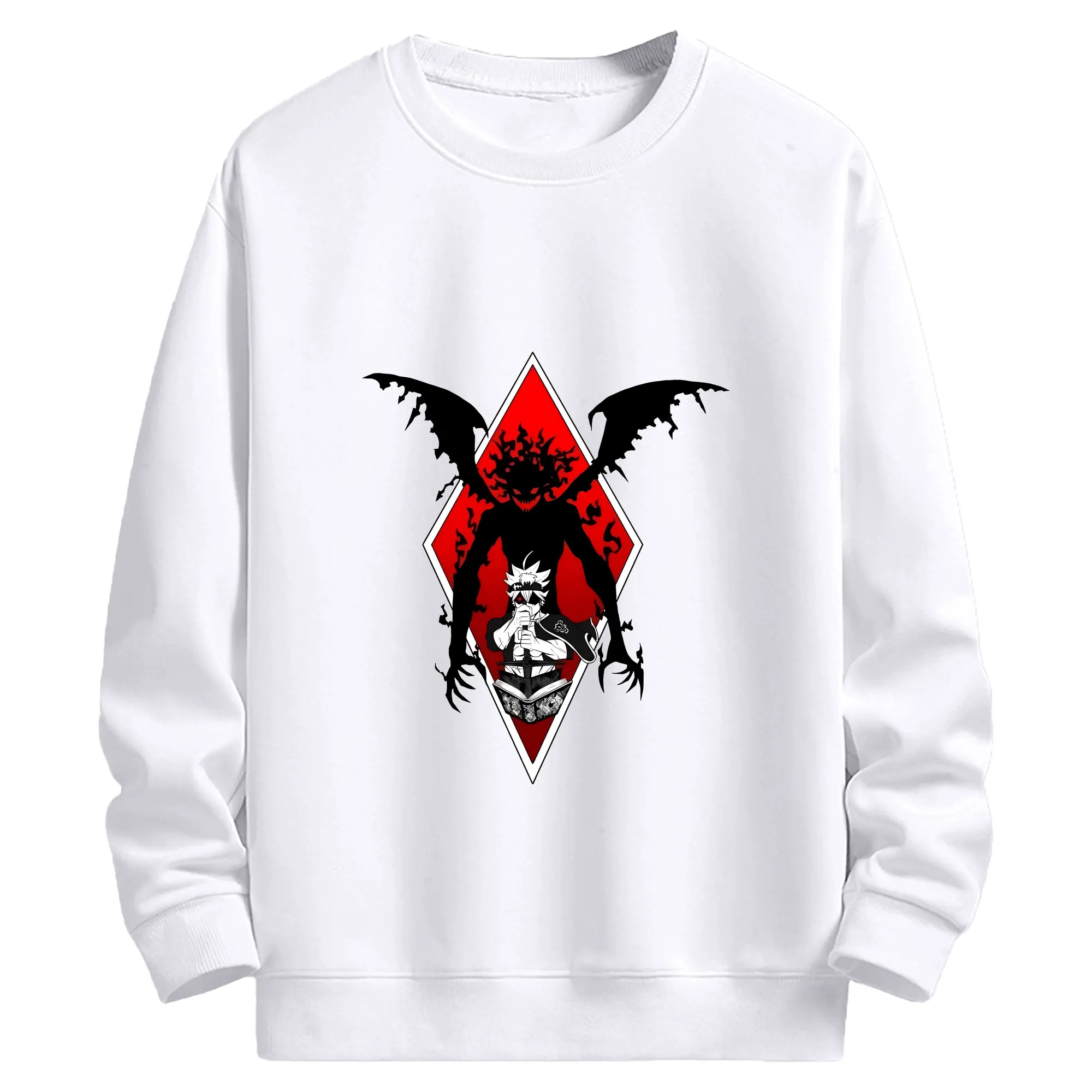 ブラッククローバー グッズ アスタ - 高品質 クルーネック スウェット ・ コットン59％ ポリエステル41％ ・ ユニセックス 長袖 トレーナー ・ カジュアル デイリー スポーツ 散歩用