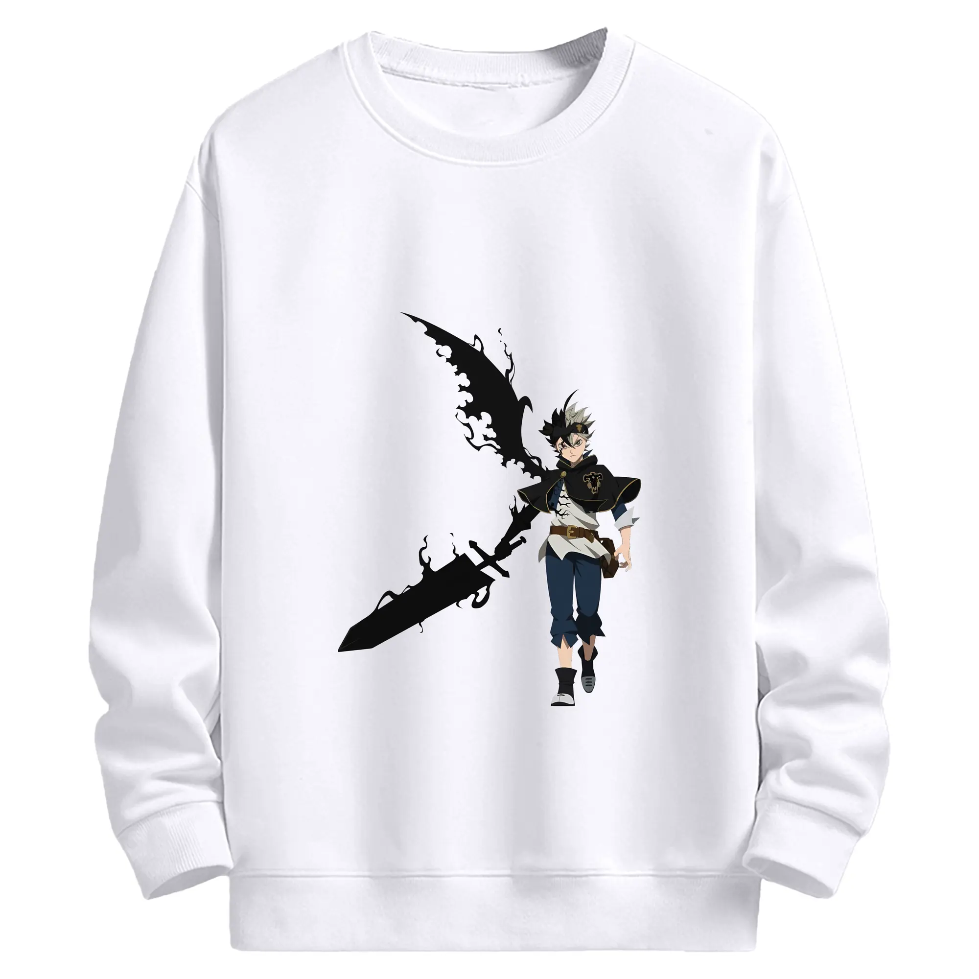 ブラッククローバー グッズ アスタ - 高品質 クルーネック スウェット ・ コットン59％ ポリエステル41％ ・ ユニセックス 長袖 トレーナー ・ カジュアル デイリー スポーツ 散歩用