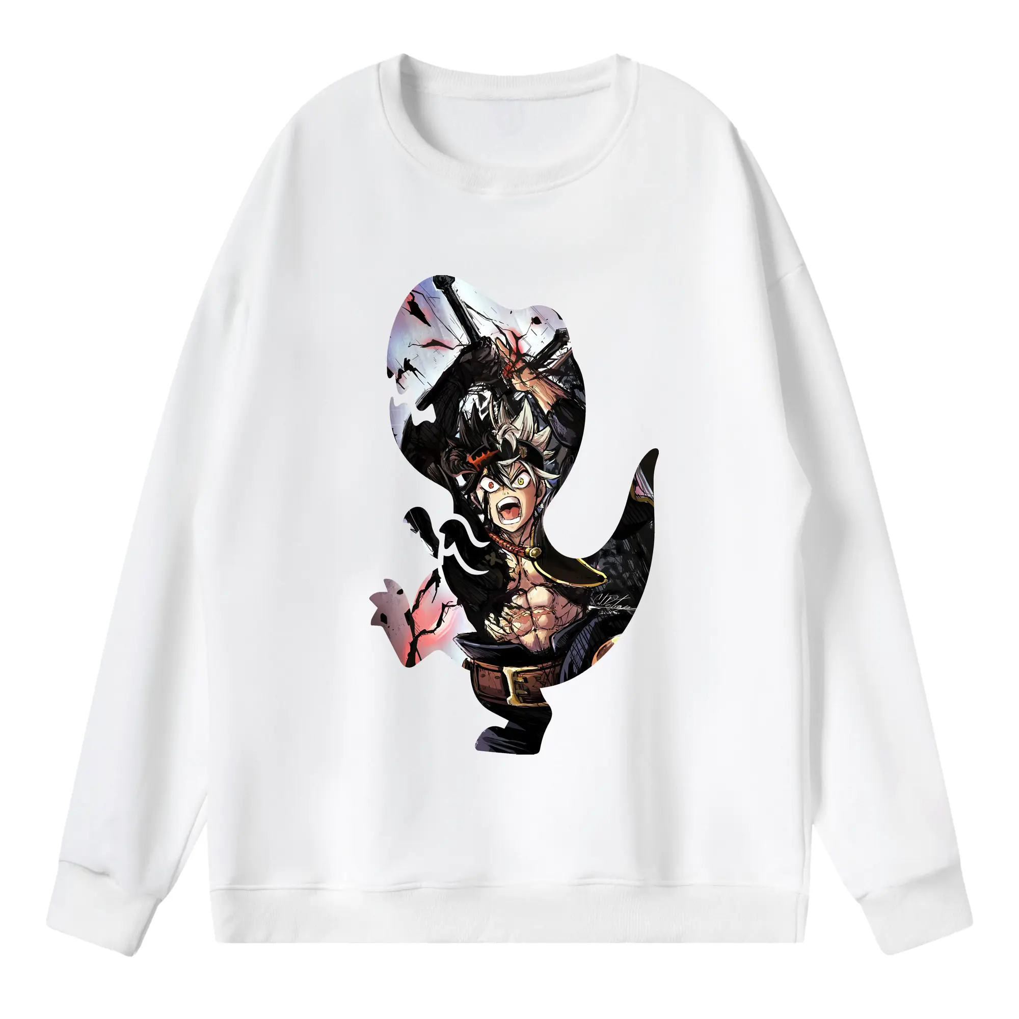 ブラッククローバー グッズ アスタ - 薄手 クルーネック スウェット 裏毛260g · ポリエステル 春秋向け カジュアル 男女兼用 · トレーナー デイリー スポーツ 散歩に最適