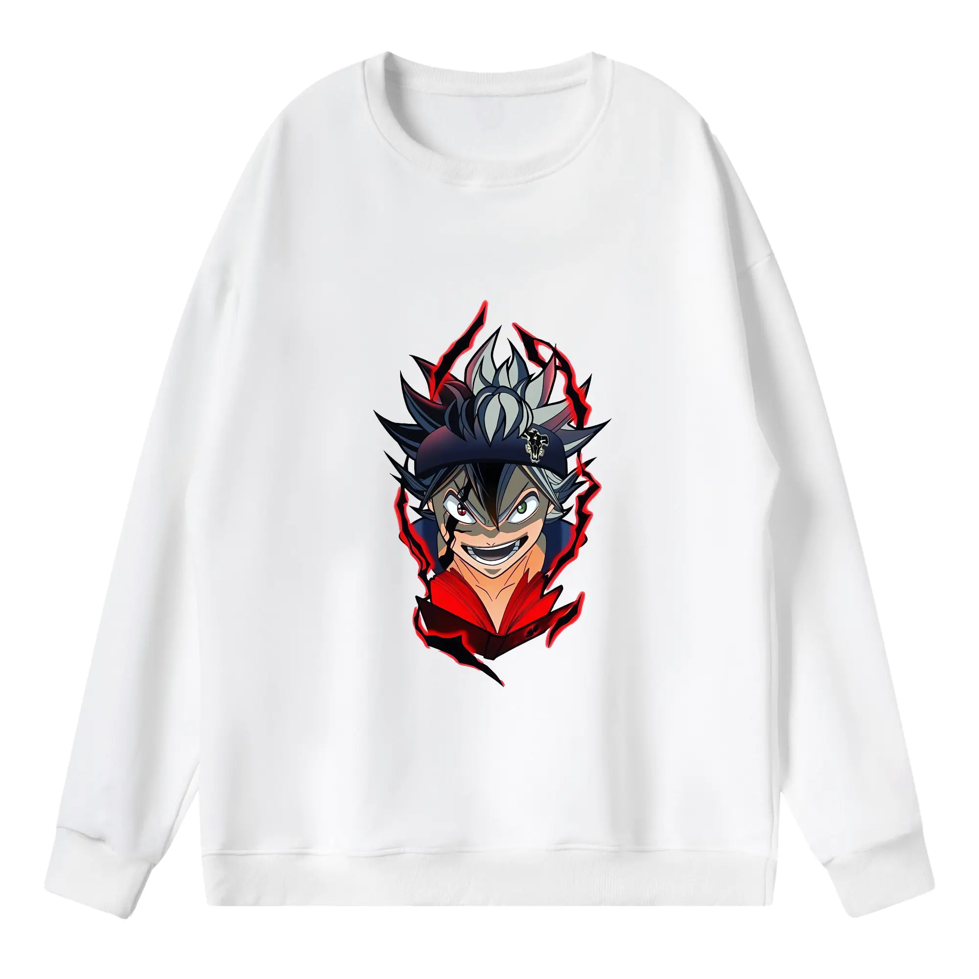 ブラッククローバー グッズ アスタ - 薄手 クルーネック スウェット 裏毛260g · ポリエステル 春秋向け カジュアル 男女兼用 · トレーナー デイリー スポーツ 散歩に最適