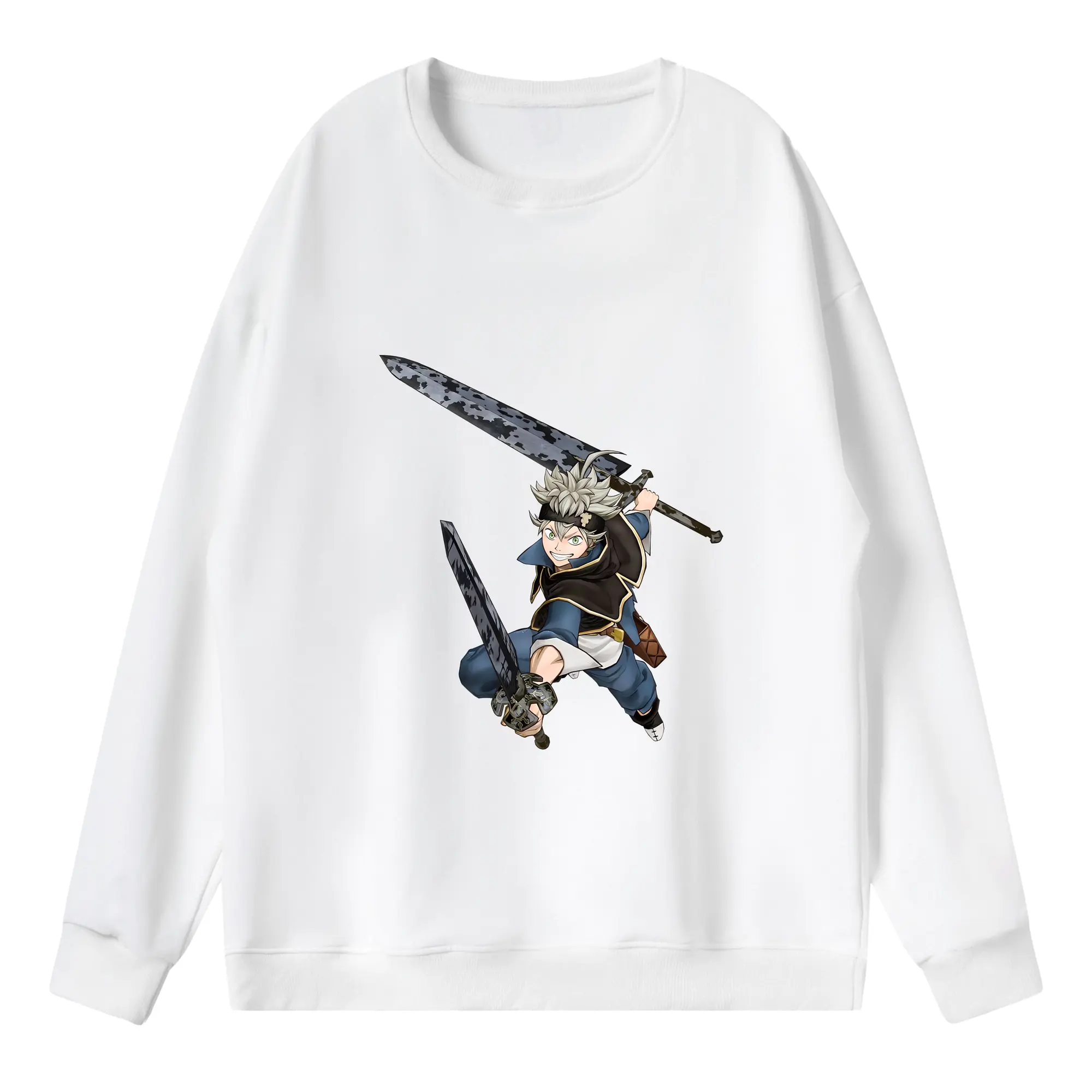 ブラッククローバー グッズ アスタ - 薄手 クルーネック スウェット 裏毛260g · ポリエステル 春秋向け カジュアル 男女兼用 · トレーナー デイリー スポーツ 散歩に最適