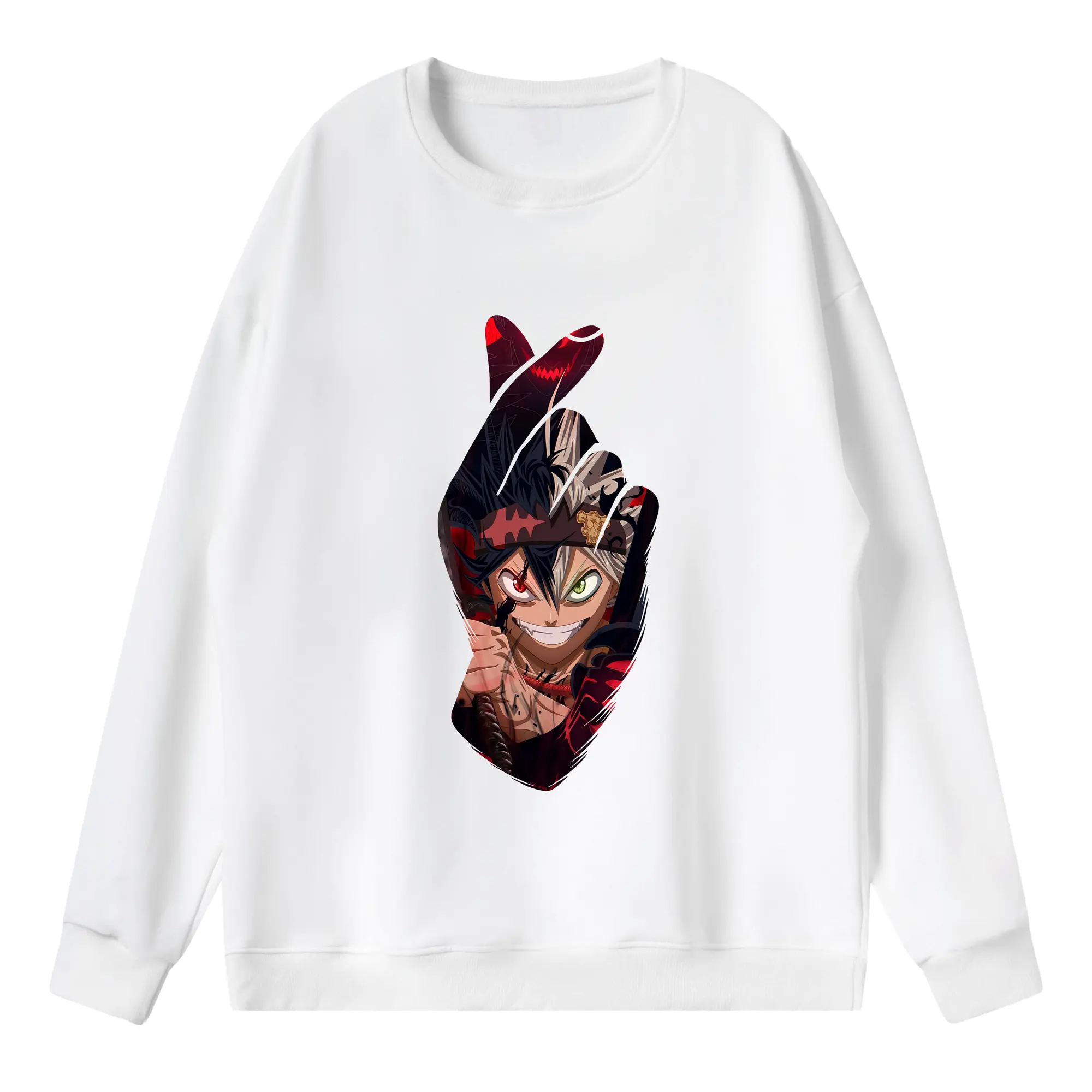 ブラッククローバー グッズ アスタ - 薄手 クルーネック スウェット 裏毛260g · ポリエステル 春秋向け カジュアル 男女兼用 · トレーナー デイリー スポーツ 散歩に最適