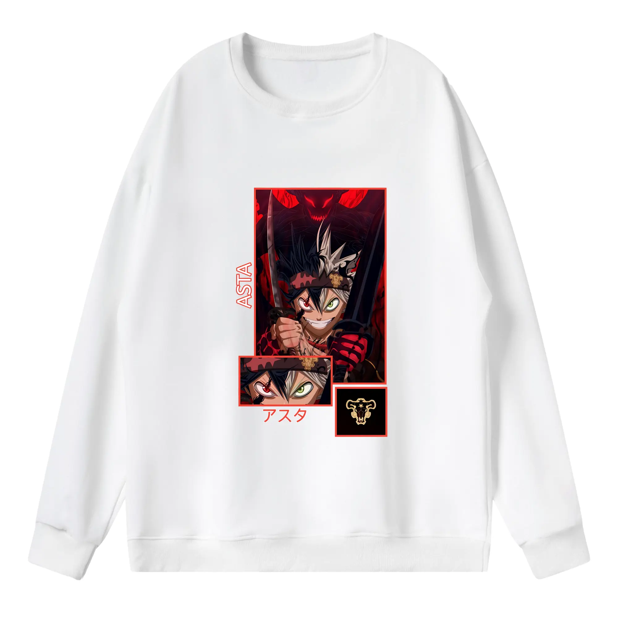 ブラッククローバー グッズ アスタ - 薄手 クルーネック スウェット 裏毛260g · ポリエステル 春秋向け カジュアル 男女兼用 · トレーナー デイリー スポーツ 散歩に最適