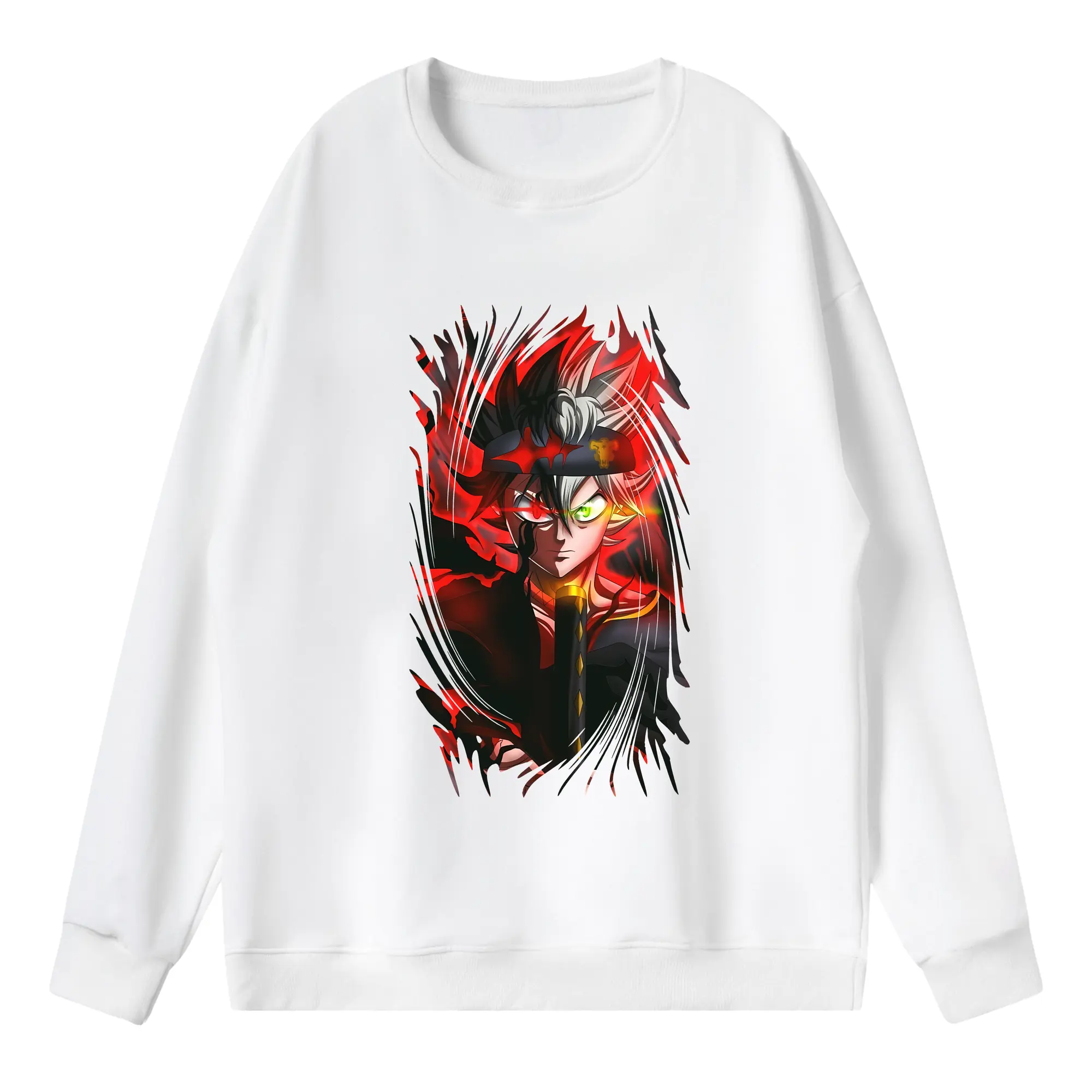 ブラッククローバー グッズ アスタ - 薄手 クルーネック スウェット 裏毛260g · ポリエステル 春秋向け カジュアル 男女兼用 · トレーナー デイリー スポーツ 散歩に最適