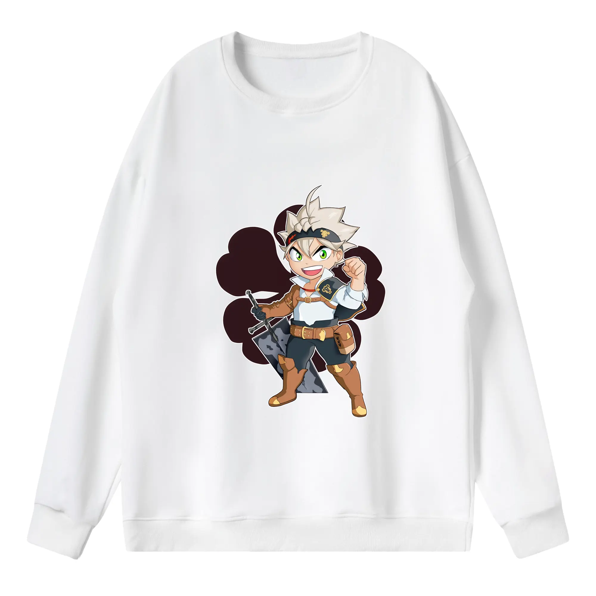 ブラッククローバー グッズ アスタ - 薄手 クルーネック スウェット 裏毛260g · ポリエステル 春秋向け カジュアル 男女兼用 · トレーナー デイリー スポーツ 散歩に最適