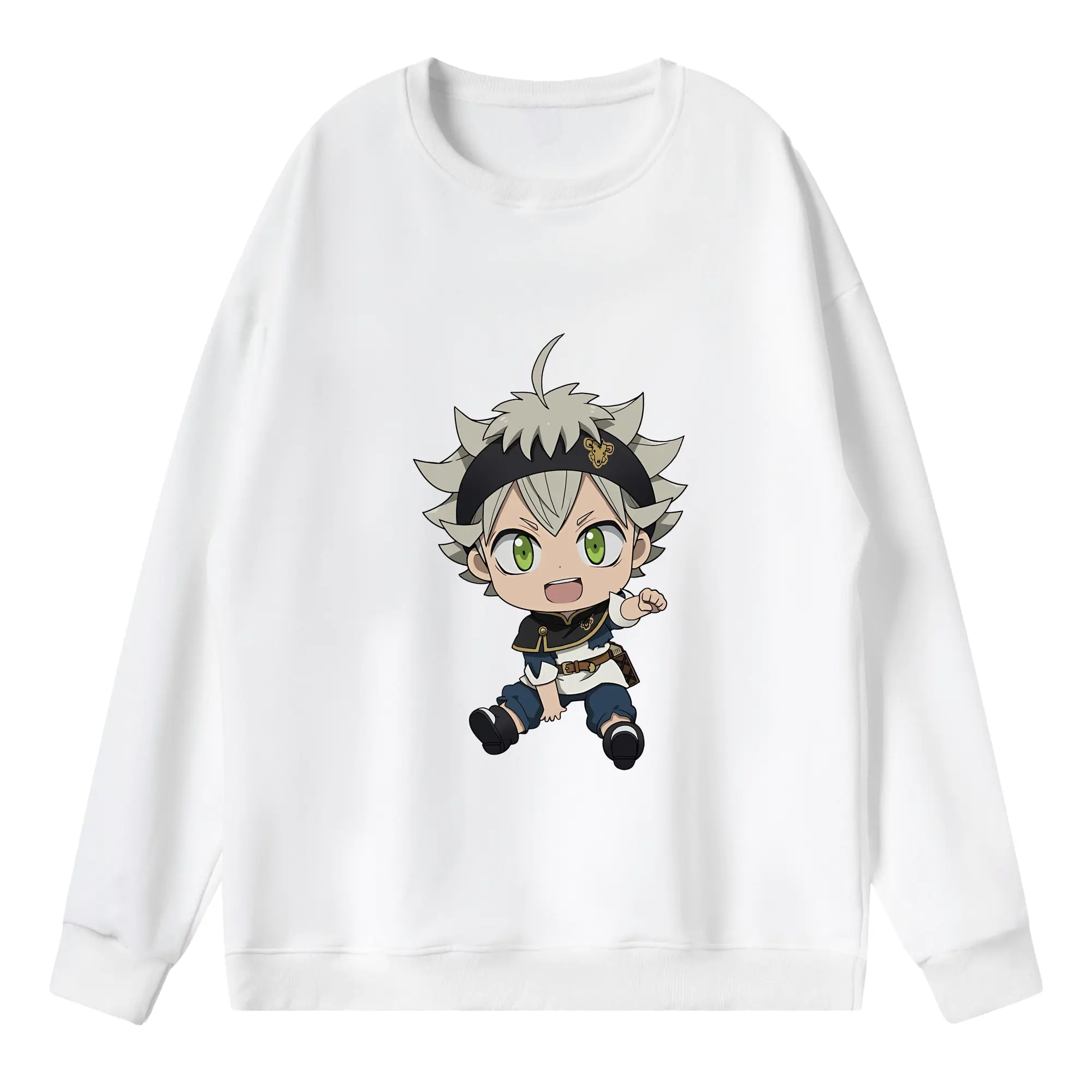 ブラッククローバー グッズ アスタ - 薄手 クルーネック スウェット 裏毛260g · ポリエステル 春秋向け カジュアル 男女兼用 · トレーナー デイリー スポーツ 散歩に最適