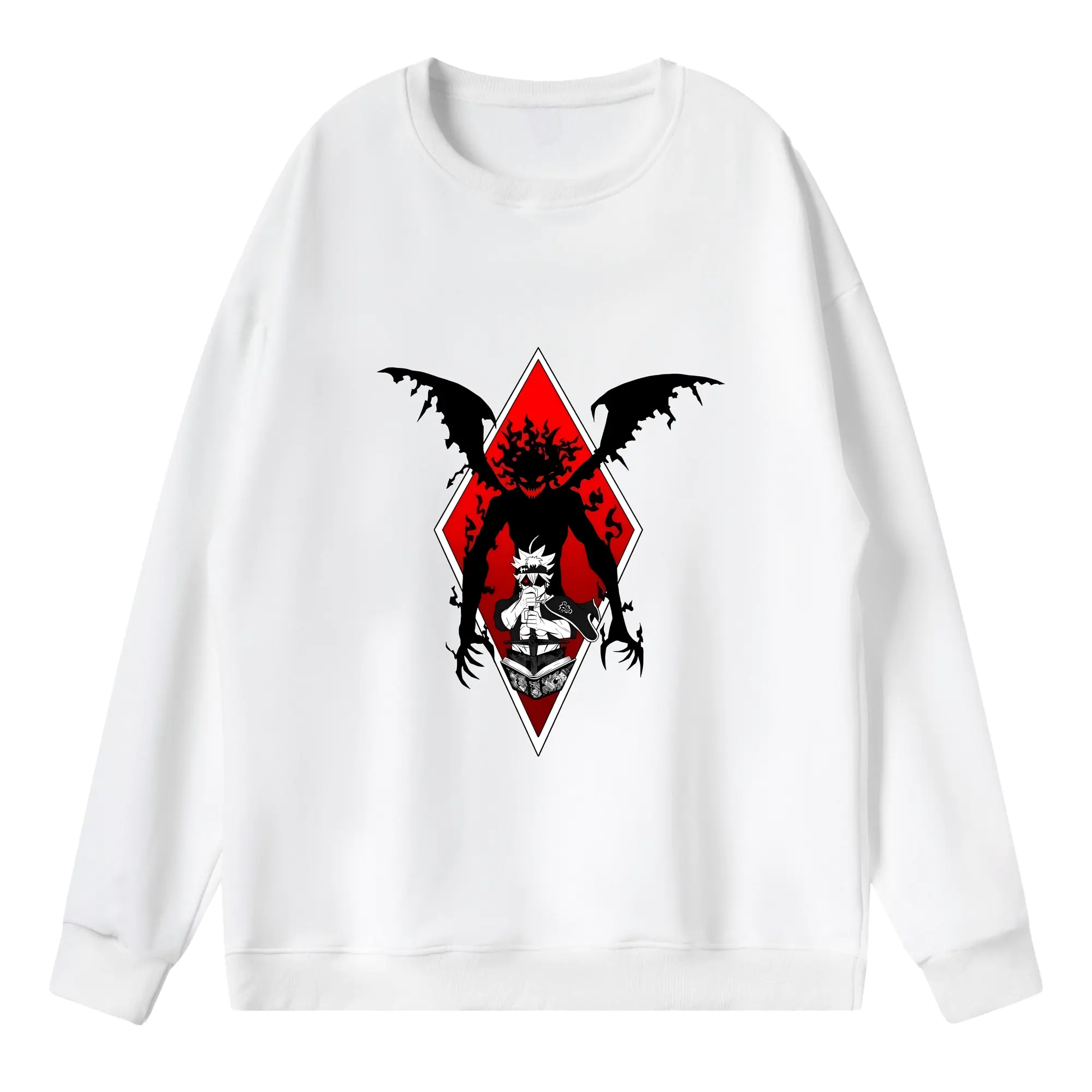 ブラッククローバー グッズ アスタ - 薄手 クルーネック スウェット 裏毛260g · ポリエステル 春秋向け カジュアル 男女兼用 · トレーナー デイリー スポーツ 散歩に最適